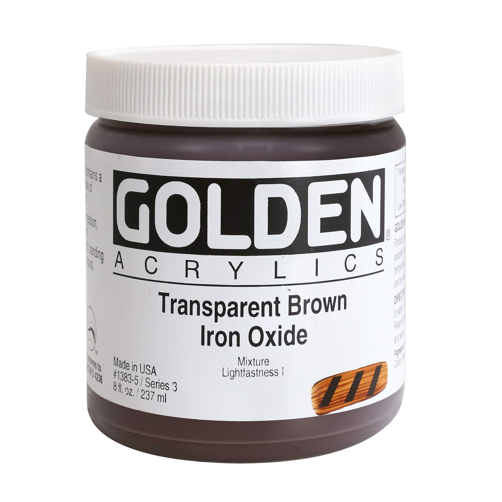 Golden Heavy Body Acrylic Paint, 8 oz in Transparent Brown Iron Oxide