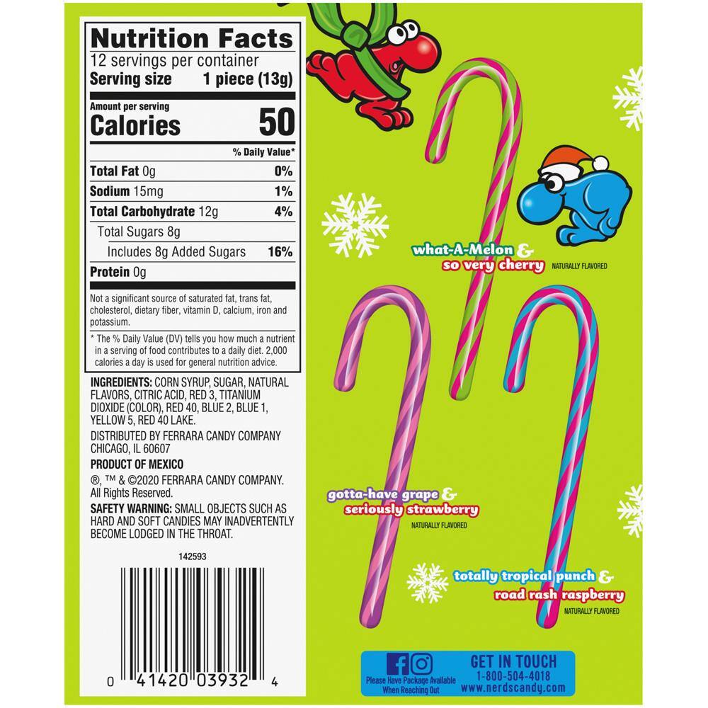 Nerds Candy Canes, Tangy - 12 canes, 5.3 oz