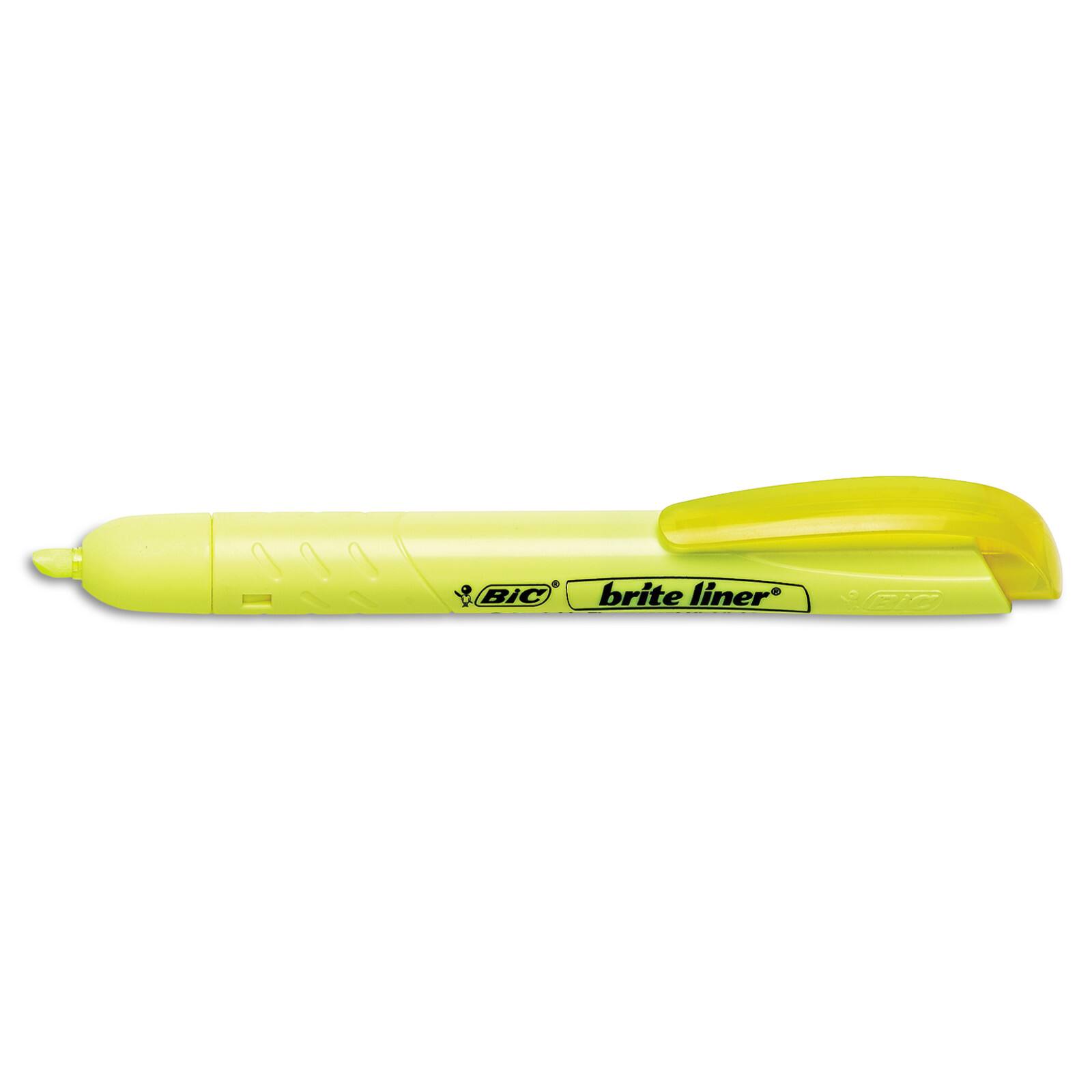 BIC Brite Liner Retractable Highlighter Chisel Tip Yellow 12-Count 