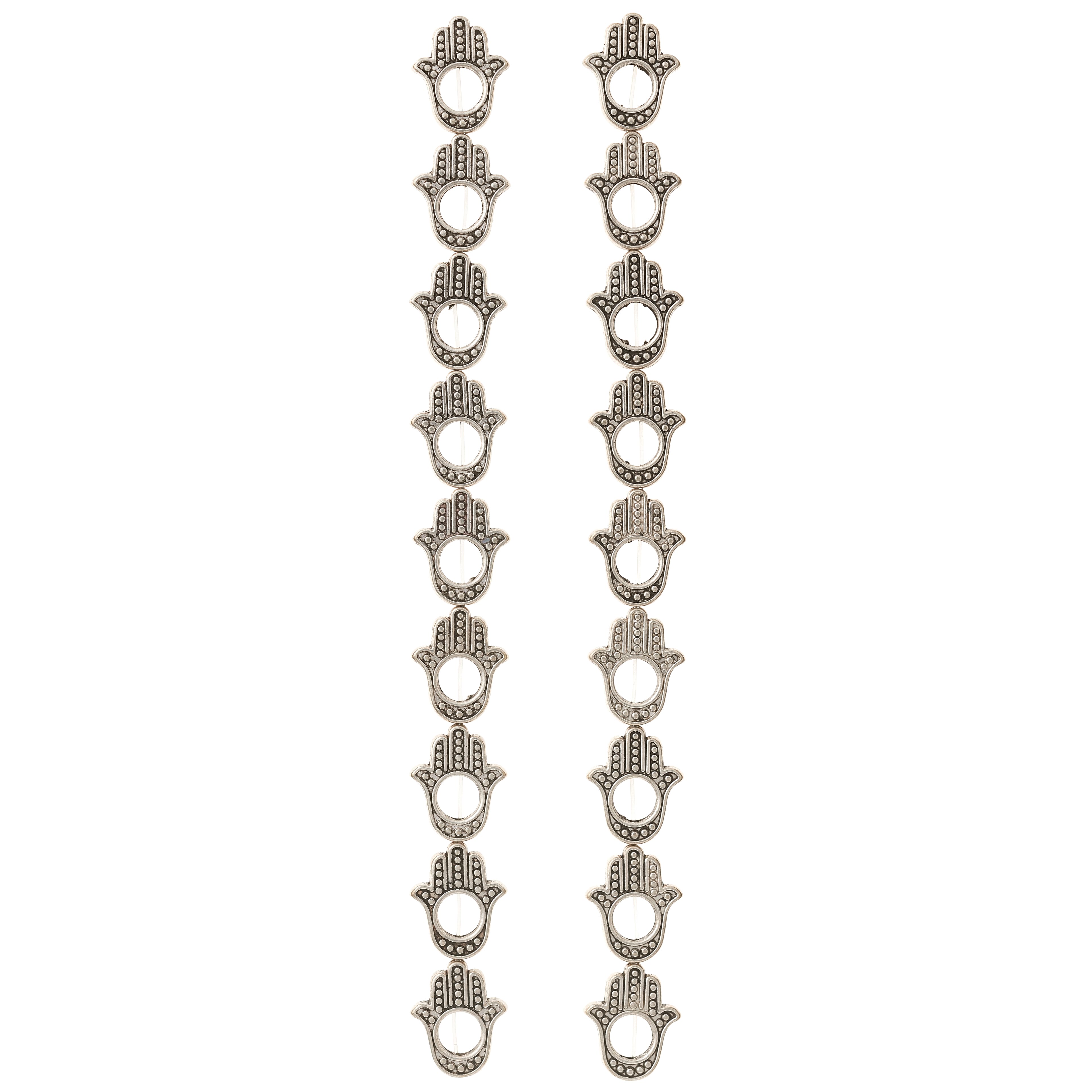 Silver Plated Metal Hamsa Beads, 15mm by Bead Landing™