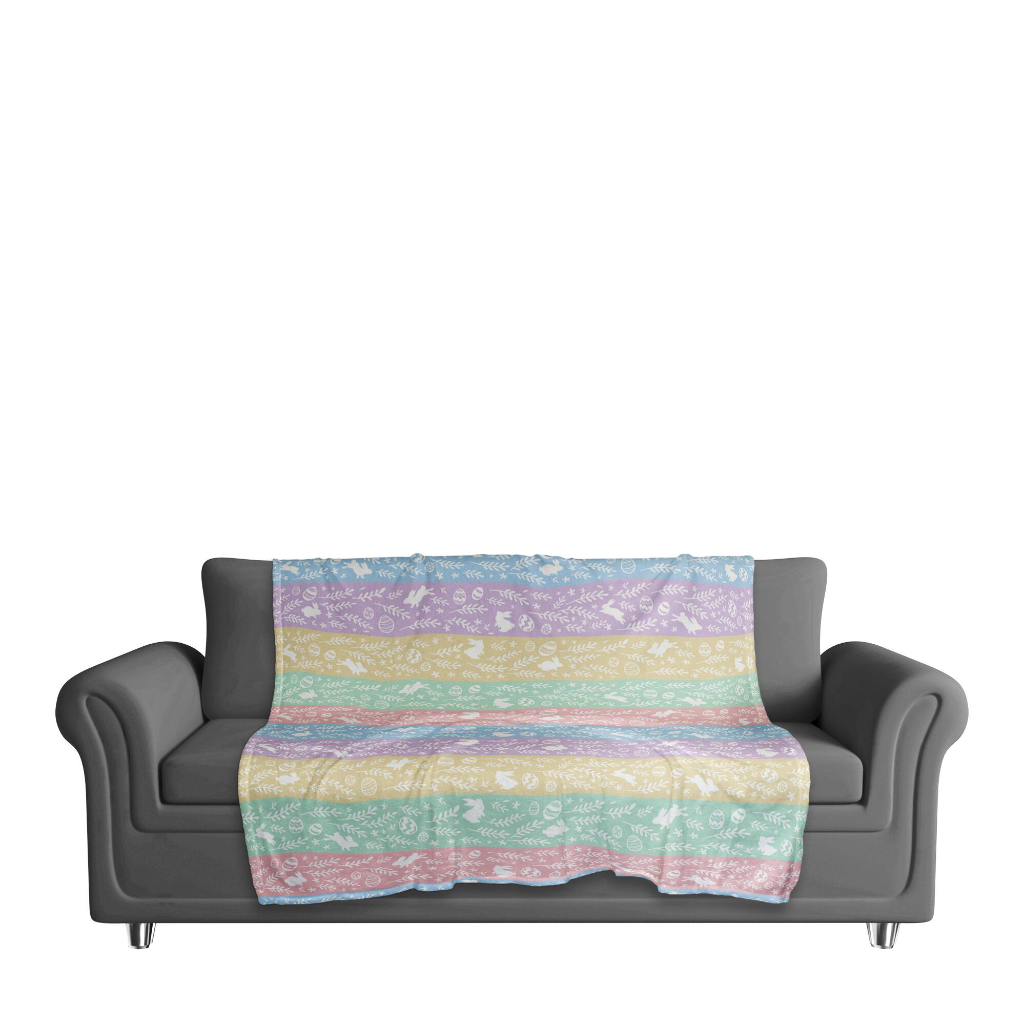 Botanical Bunny Stripes 50&#x22; x 60&#x22; Coral Fleece Blanket