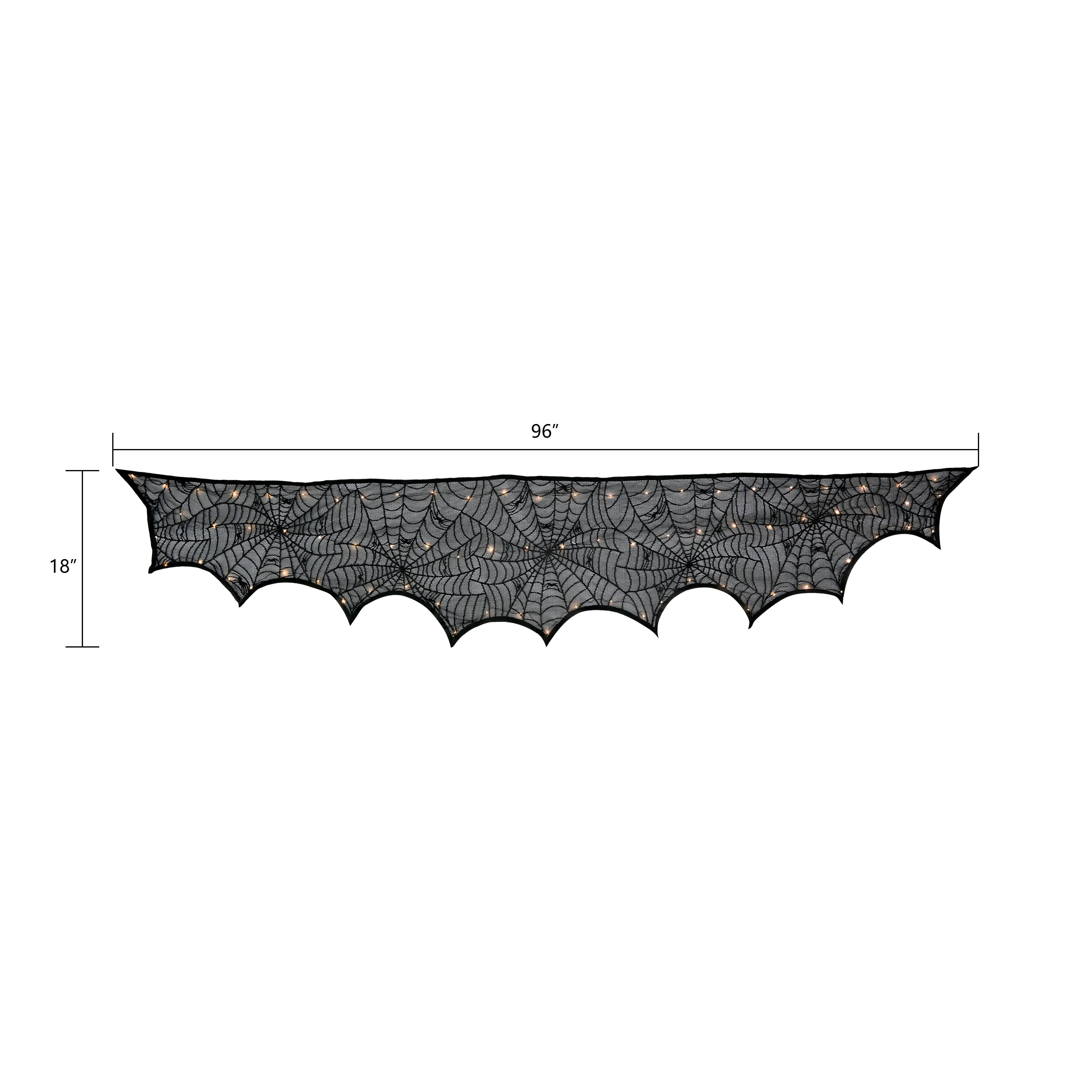 96" Black Spider LED Lighted Mantel Scarf by Ashland®