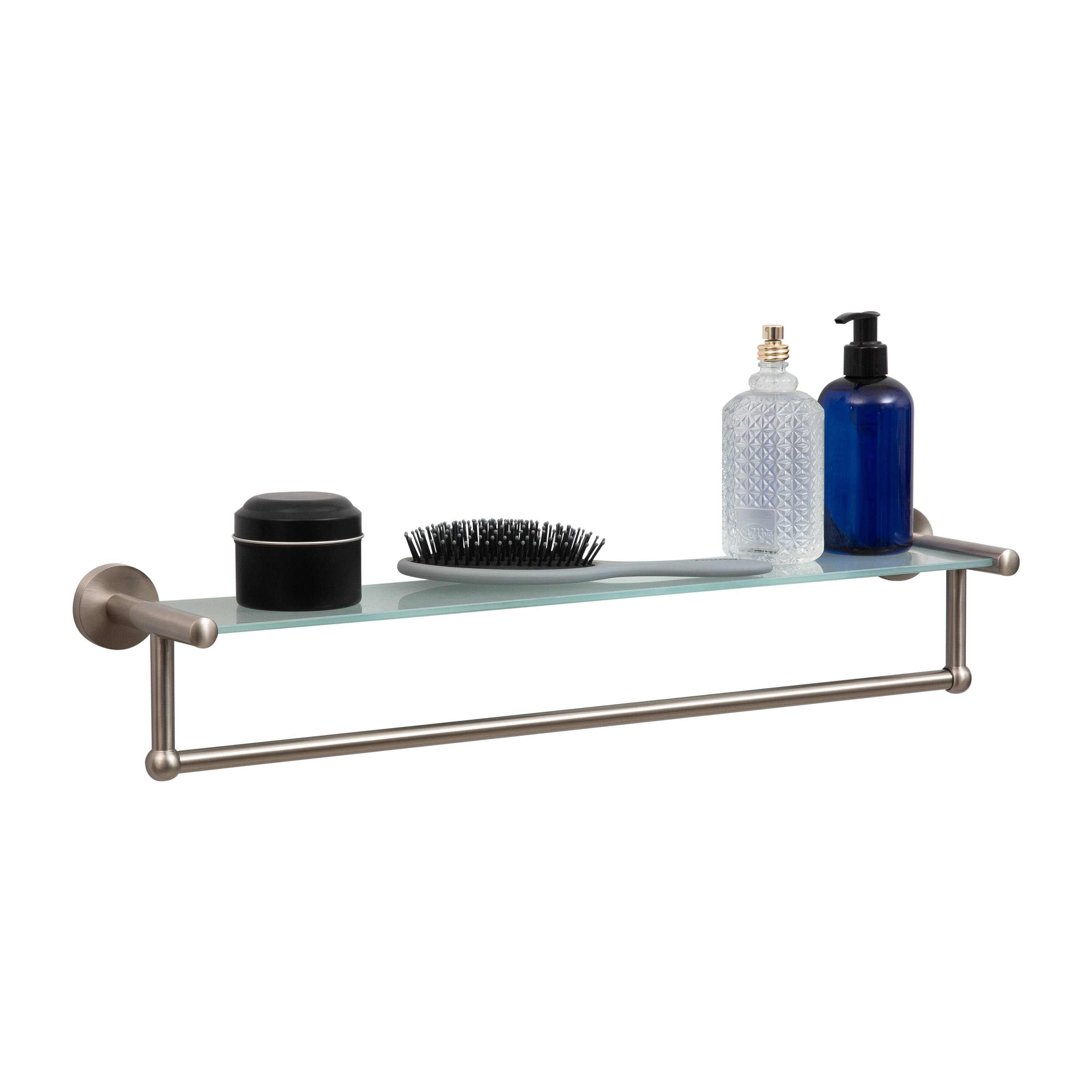 Organize It All Satin Nickel Glass Shelf &#x26; Towel Bar 