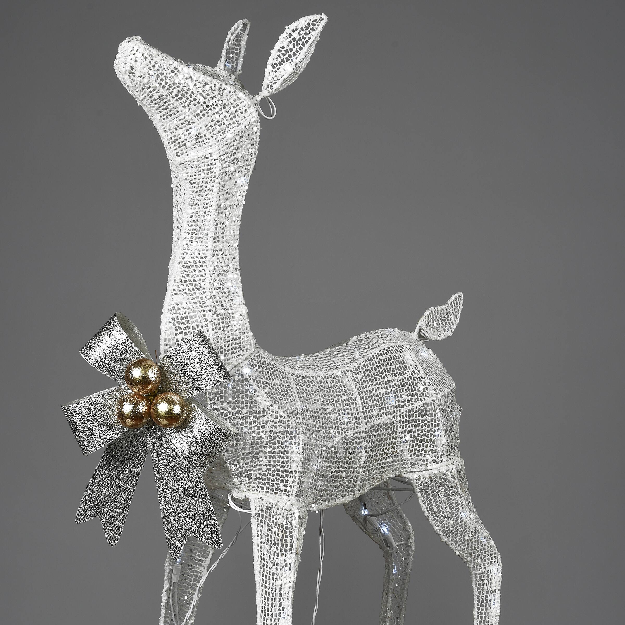 36" Pre-Lit Glittered Fawn