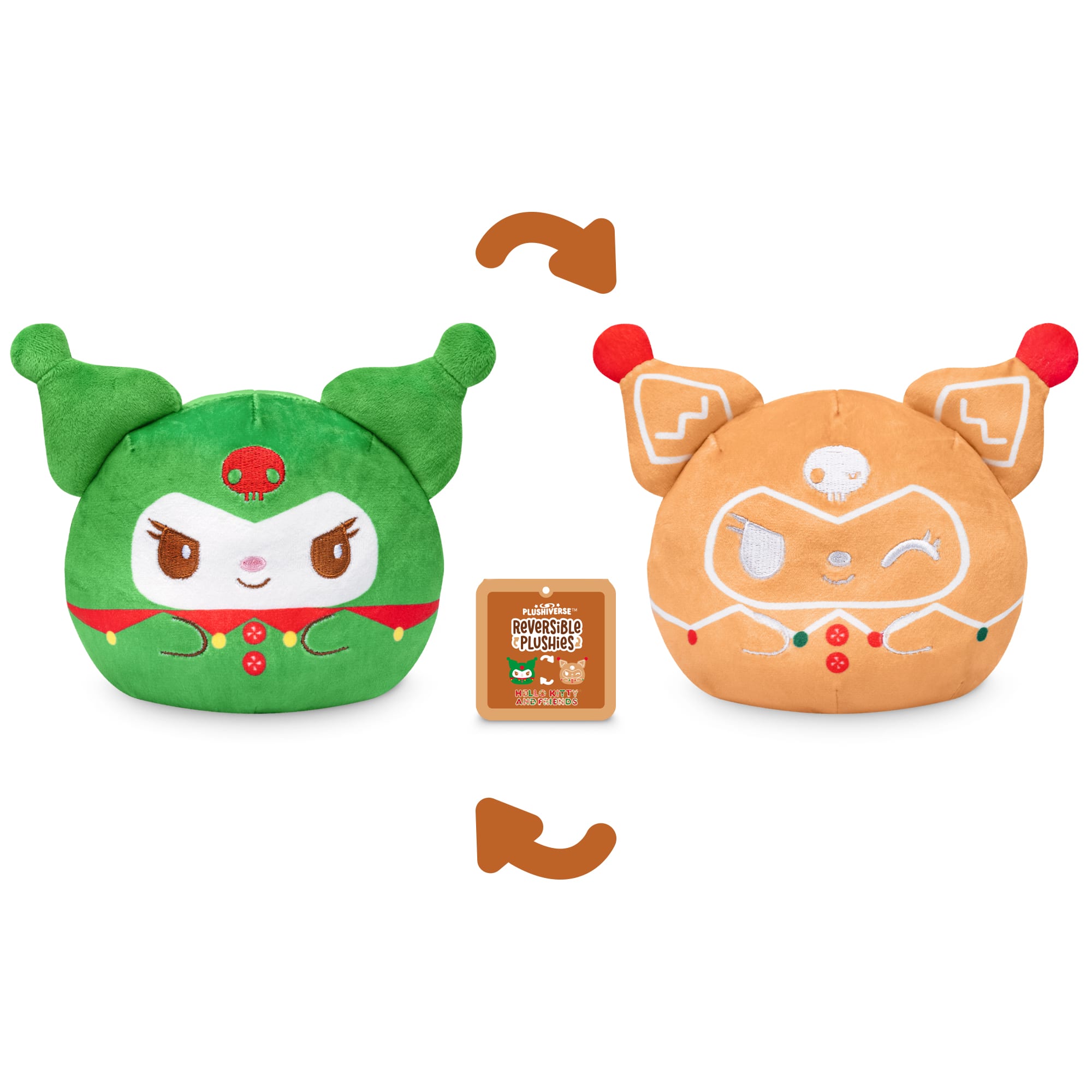 Sanrio&#xAE; TeeTurtle 4&#x22; Kuromi Gingerbread Christmas Reversible Plushie