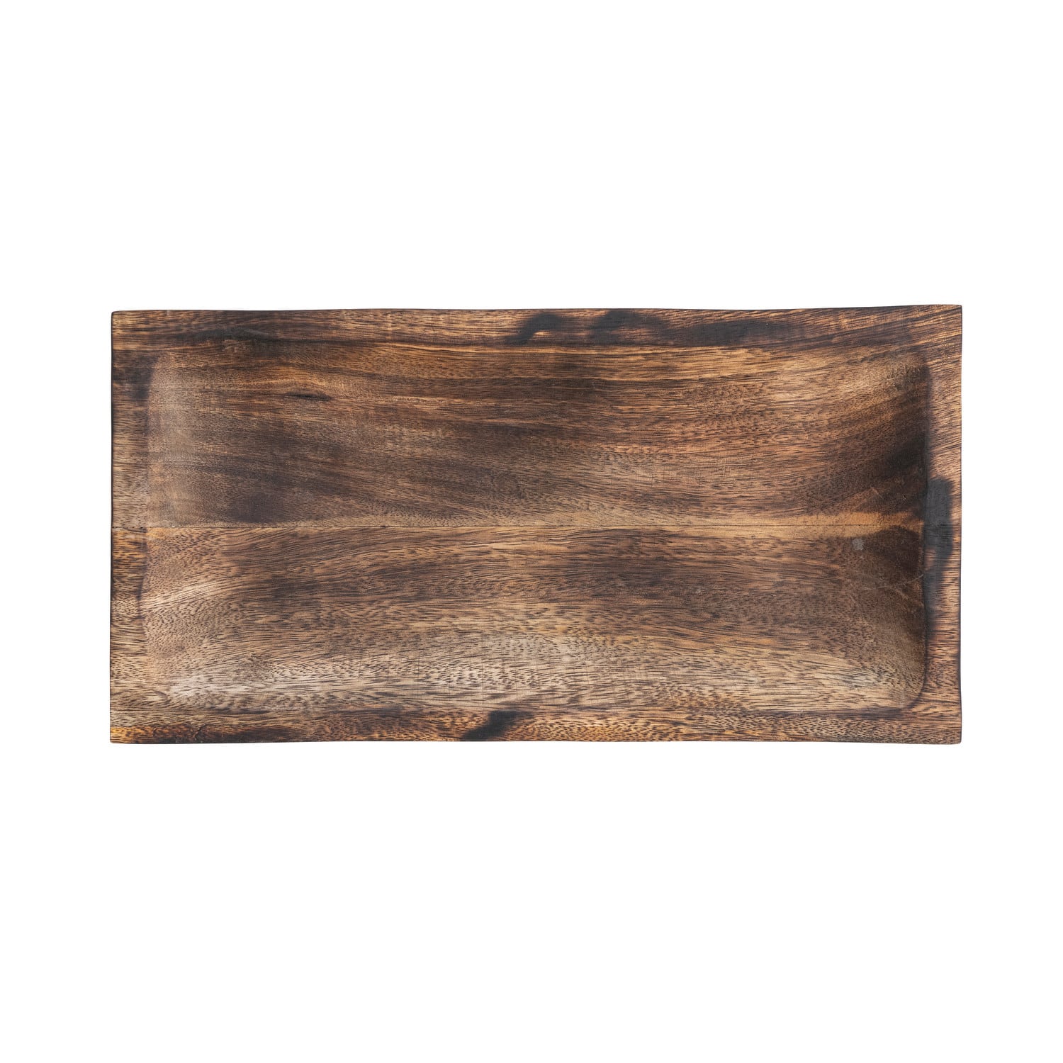 15&#x22; Burnt Finish Hand-Carved Mango Wood Tray