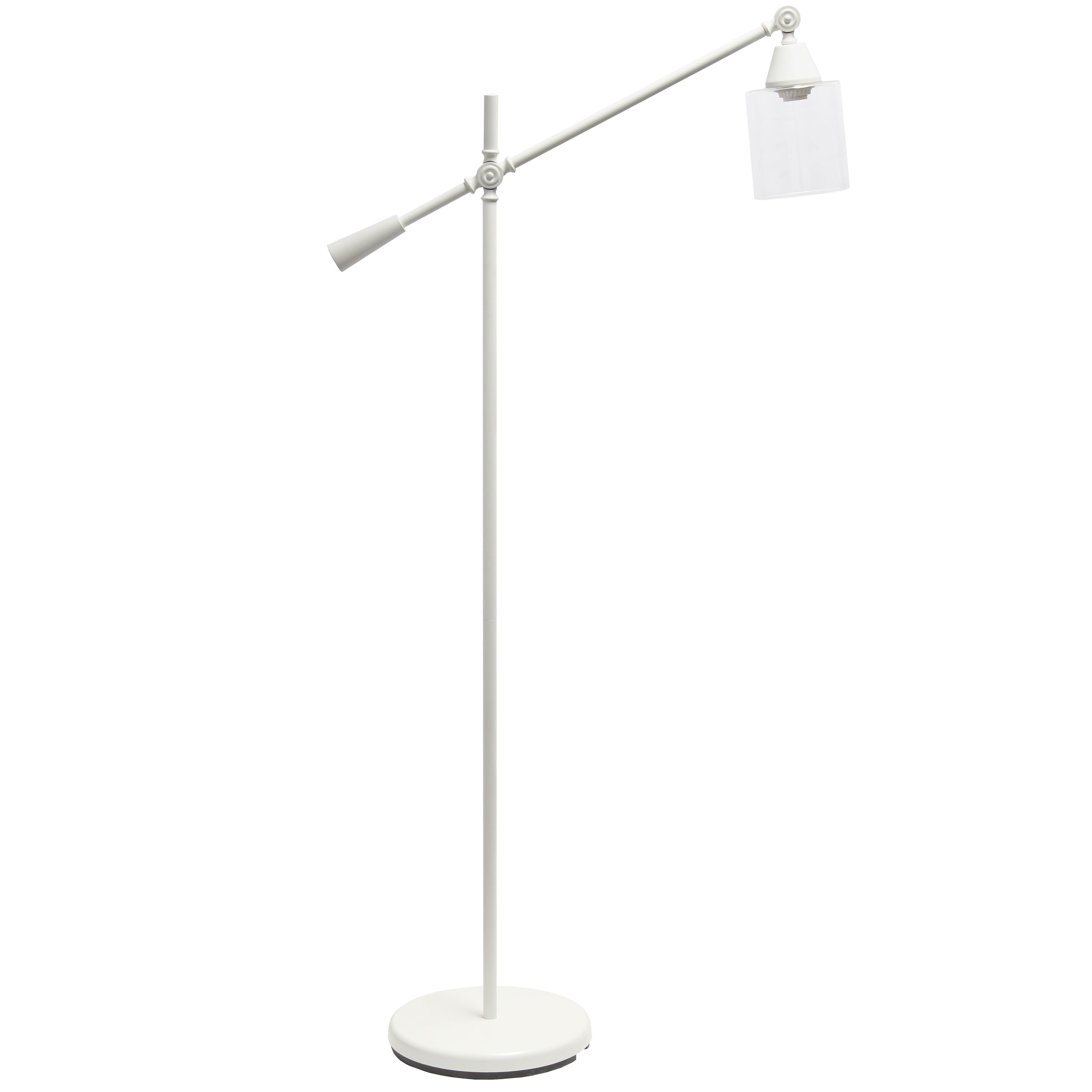 Lalia Home 4.6ft. Swing Arm Floor Lamp with Glass Cylindrical Shade