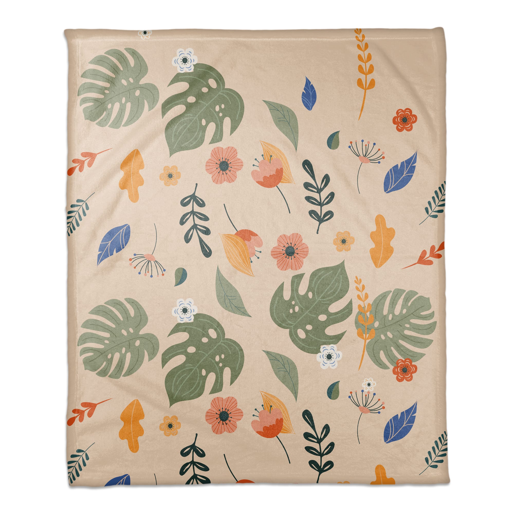 Floral Summer Palms 50" x 60" Coral Fleece Blanket