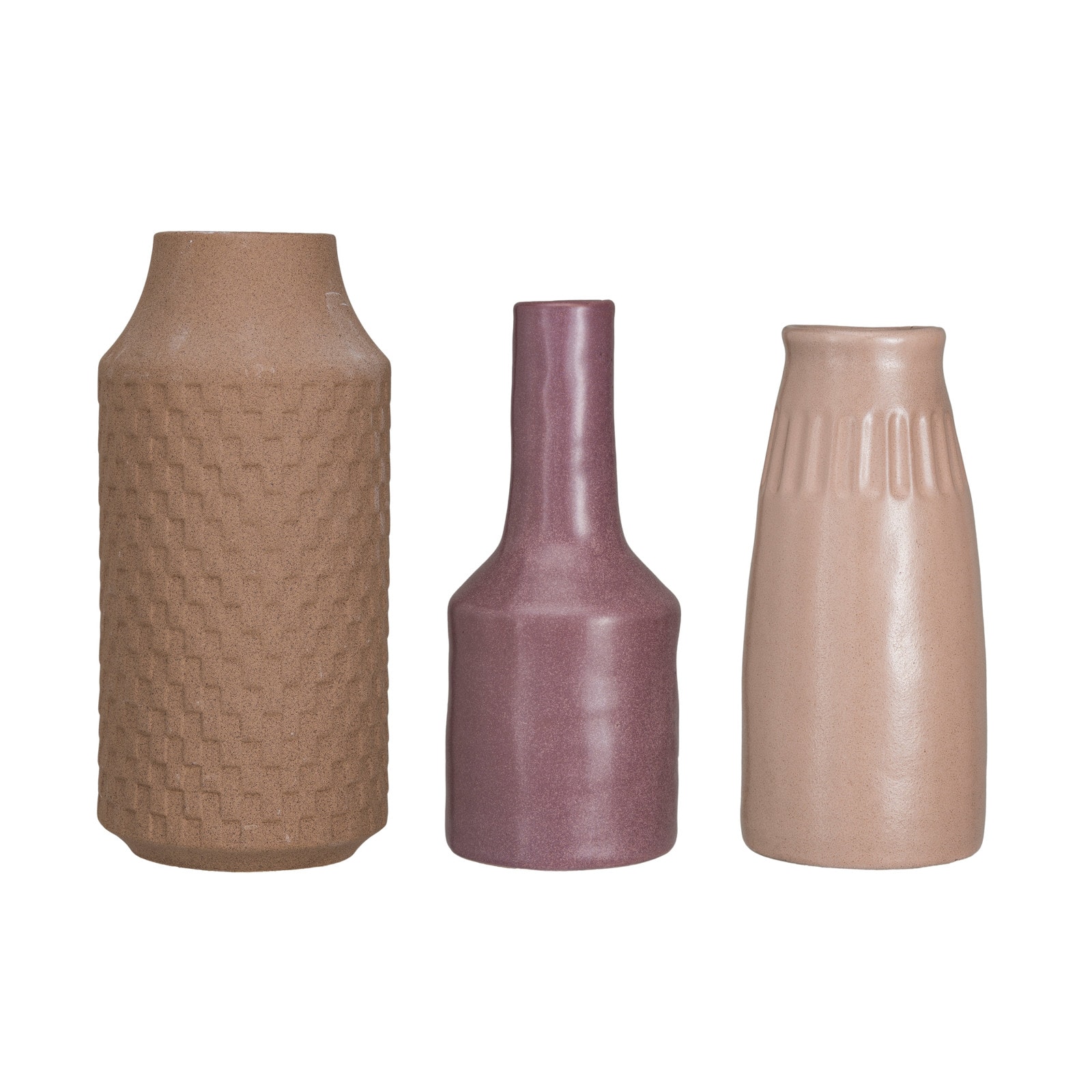 Various Round Stoneware Vases in Reactive Glaze, Multicolor, Set of 3