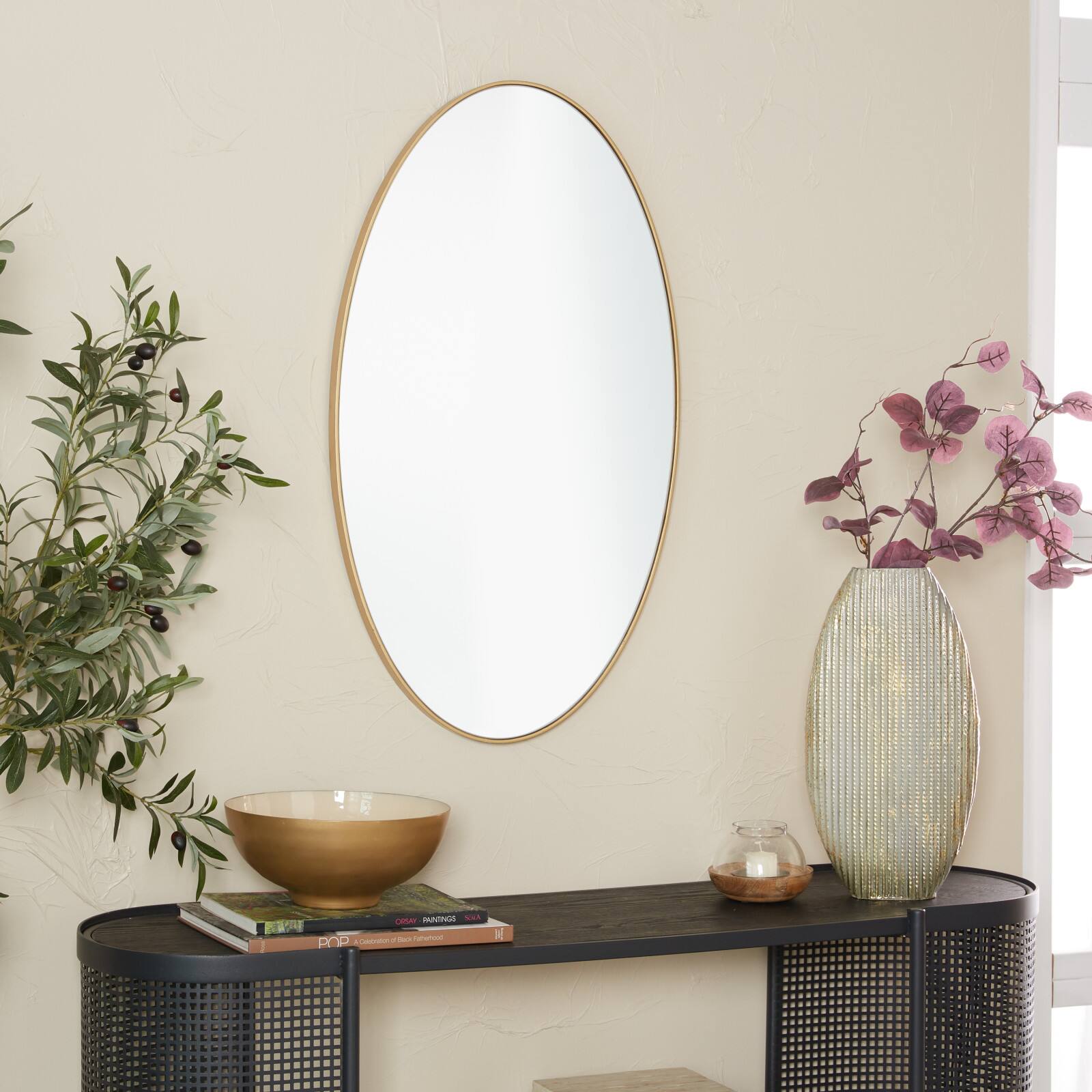 Gold Contemporary Wall Mirror, 18" x 1" x 32"