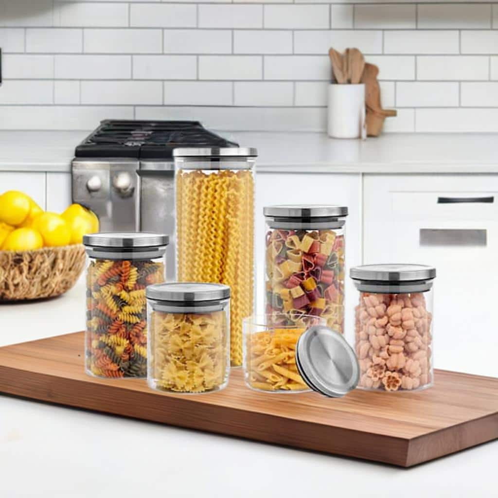 JoyJolt® Storage Jars with Airtight Stainless Steel Lids, 6ct.