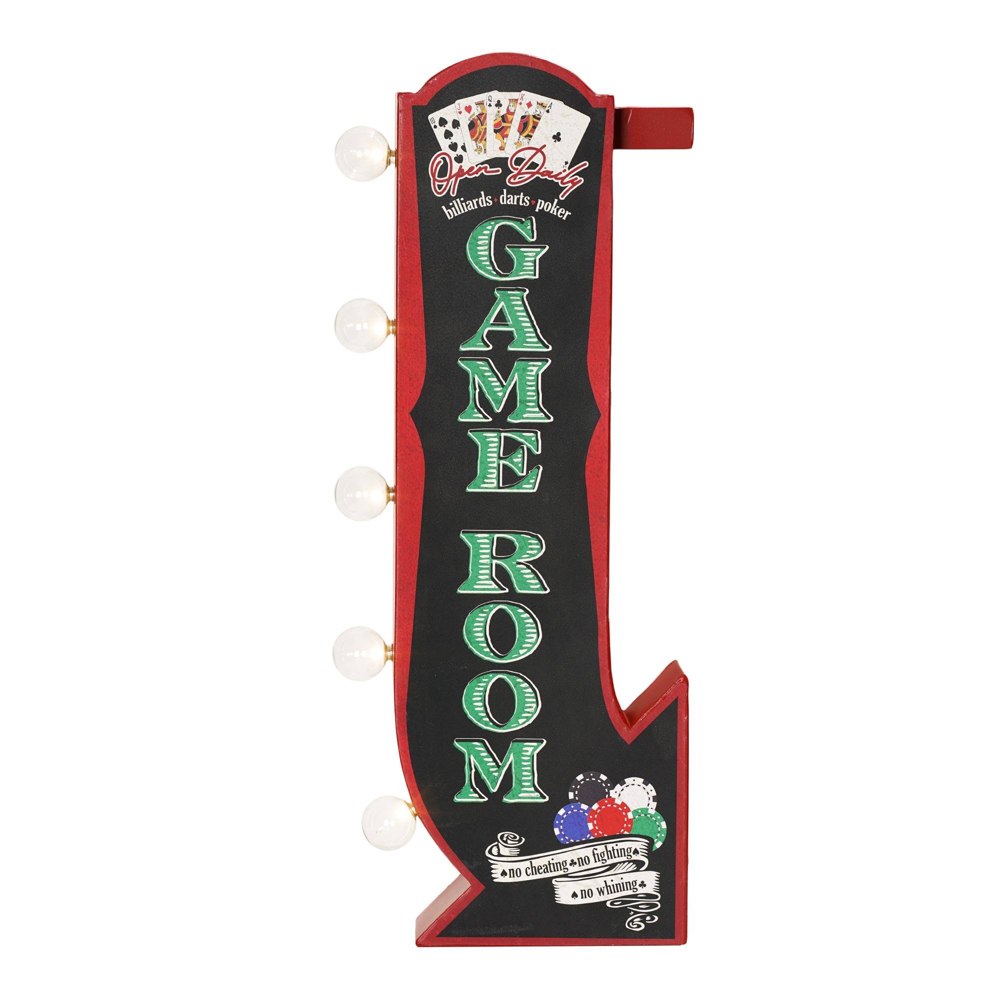 American Art D&#xE9;cor&#x2122; 25&#x22; Vintage Game Room Off the Wall LED Marquee Sign