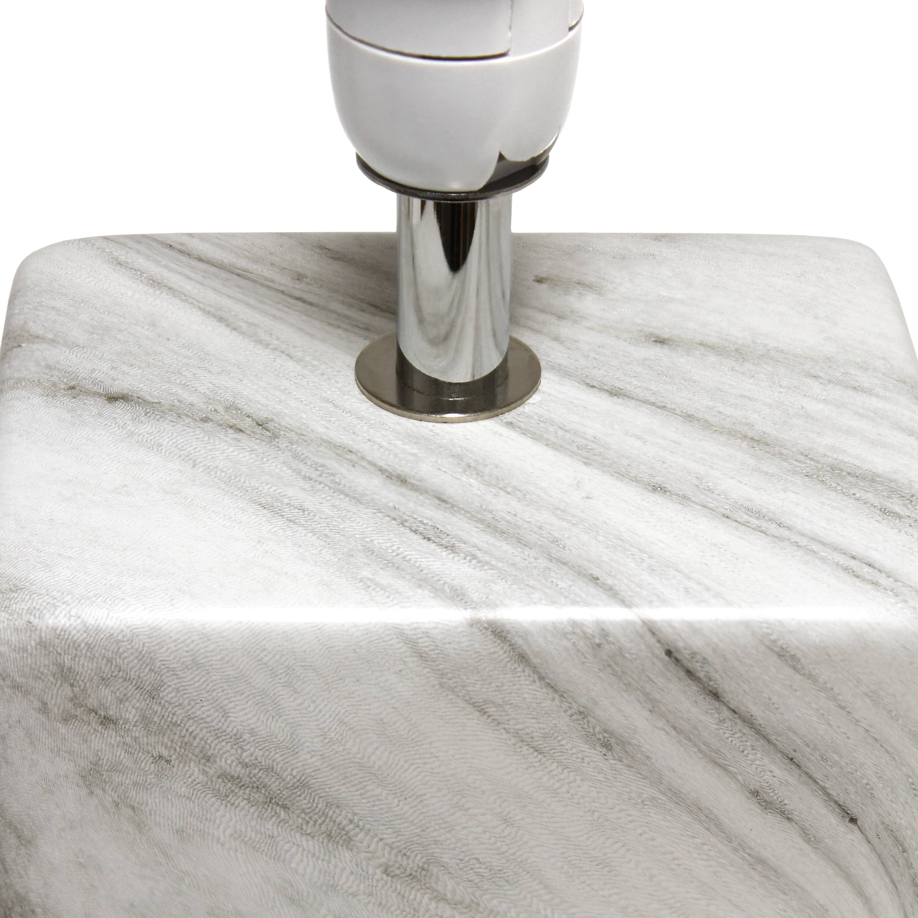 Simple Designs White Marbled Ceramic Table Lamp