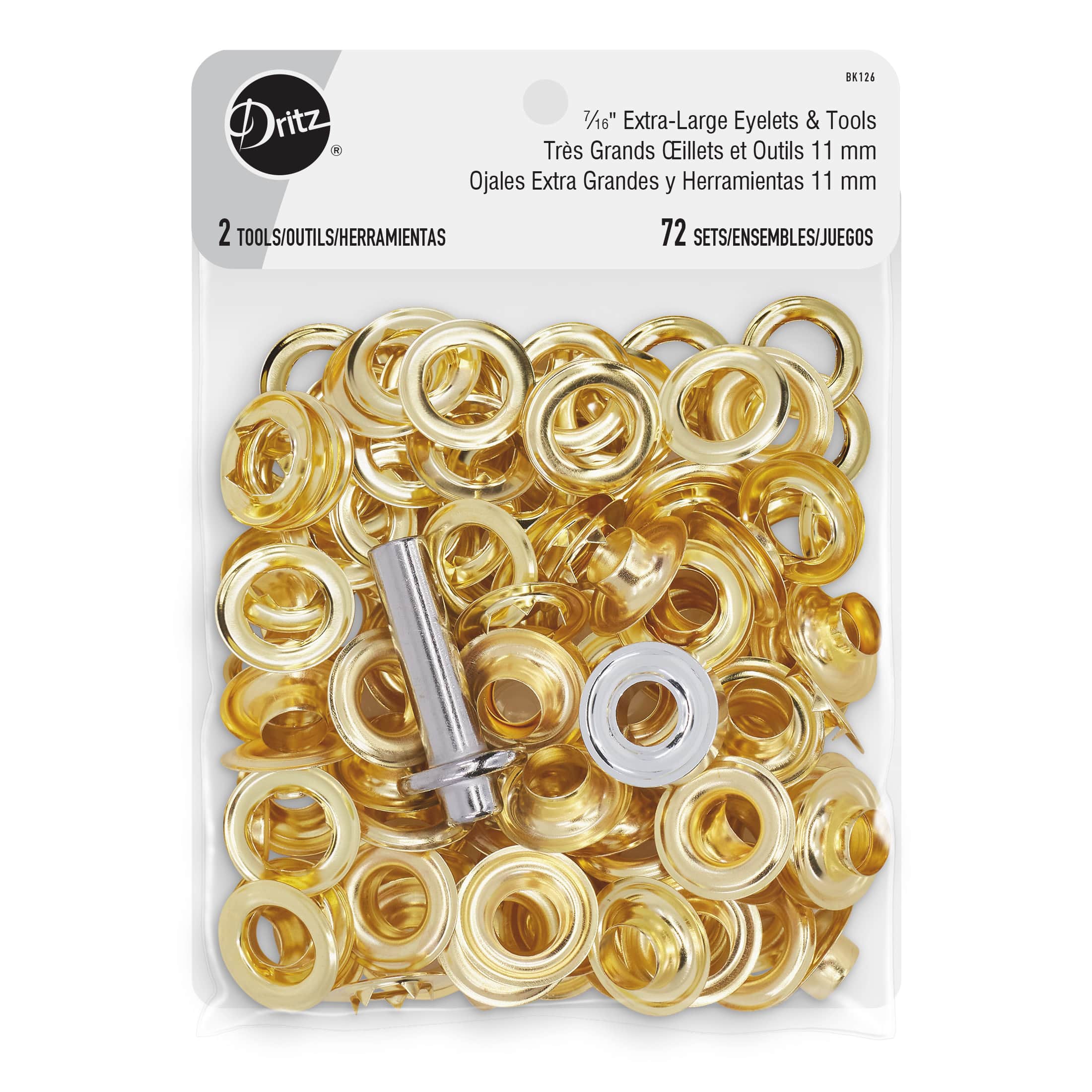 Dritz® Gold Extra-Large Eyelets with Tools, 72 Sets