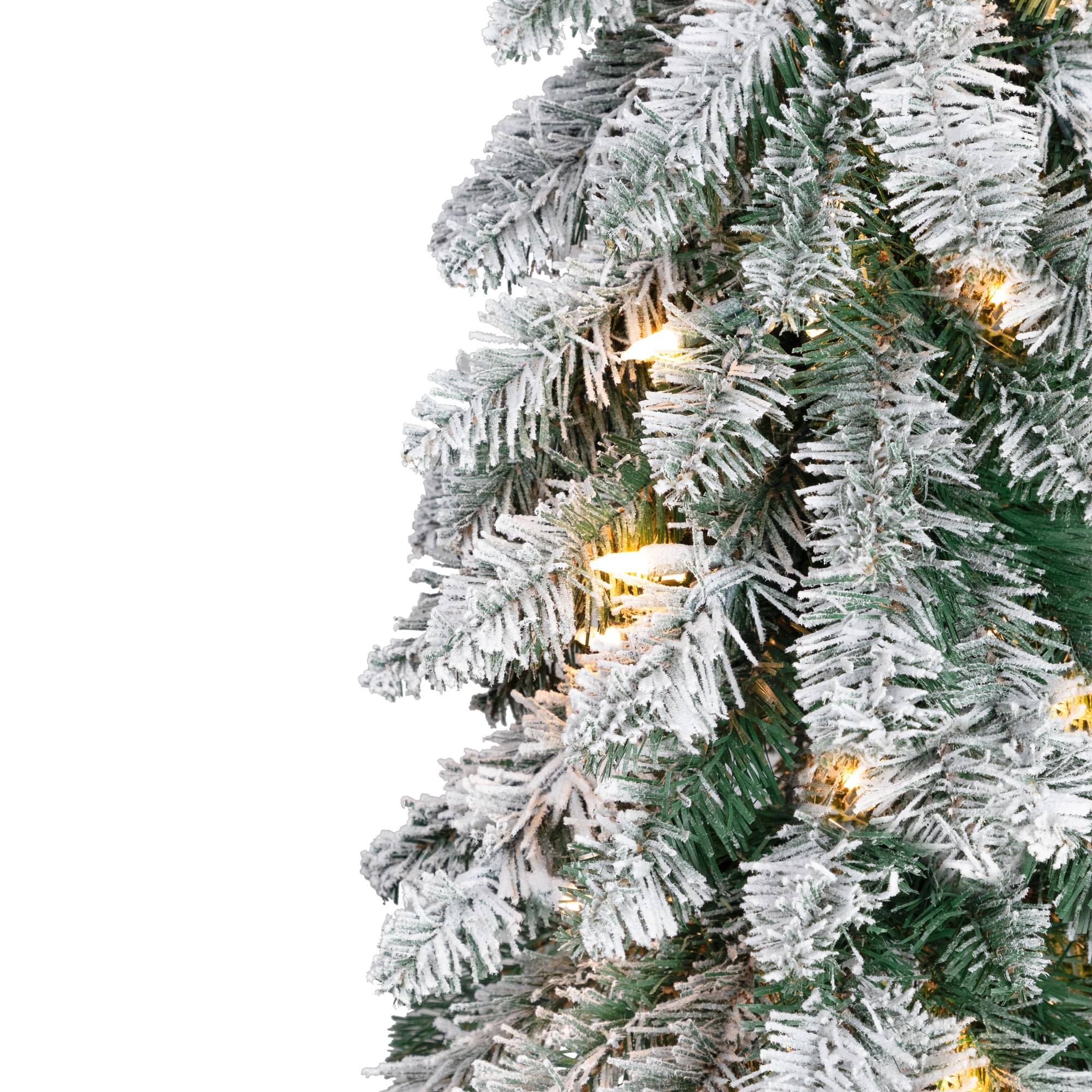 4ft. Pre-Lit Flocked Alpine Pencil Artificial Christmas Tree, Clear Lights