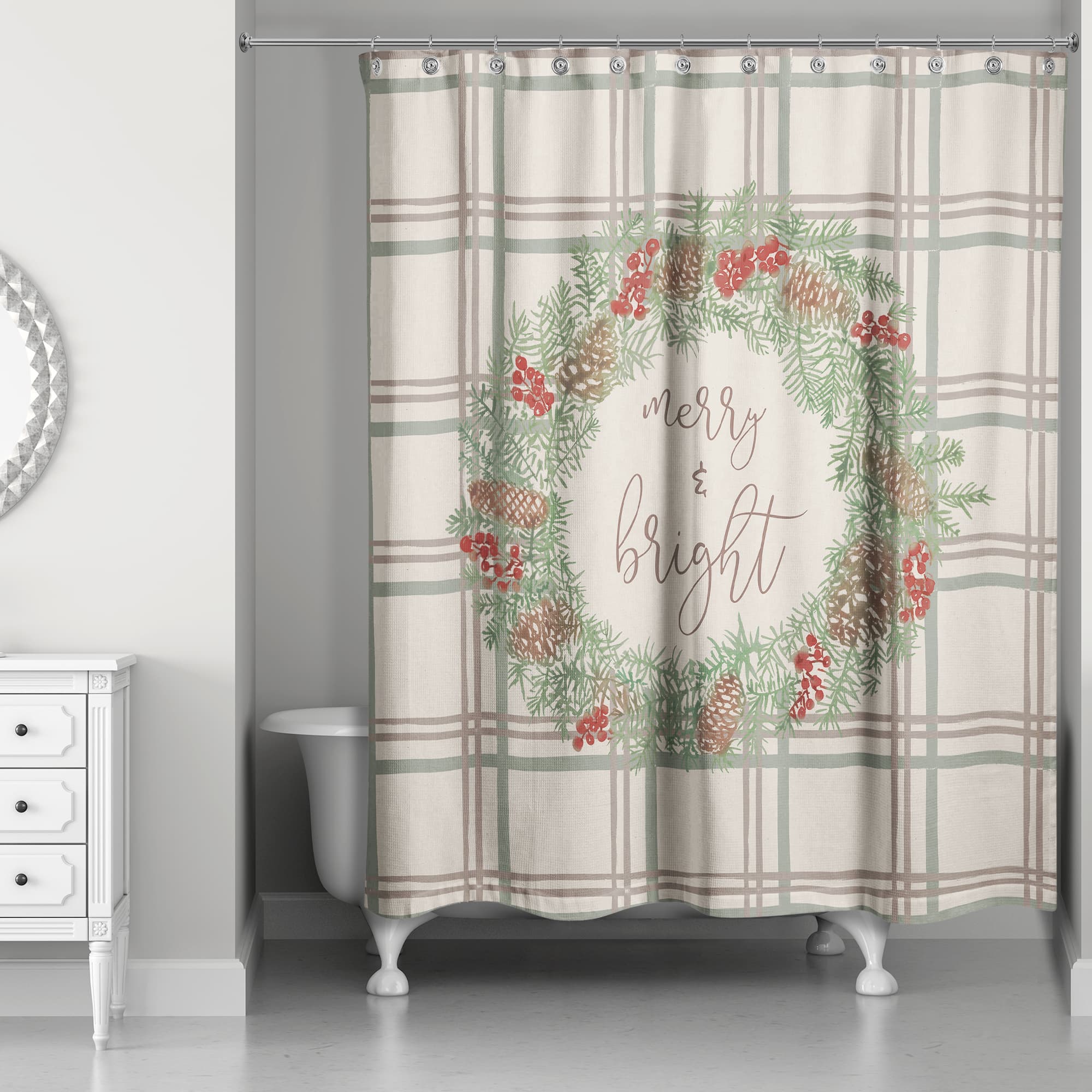 Merry &#x26; Bright Plaid Shower Curtain