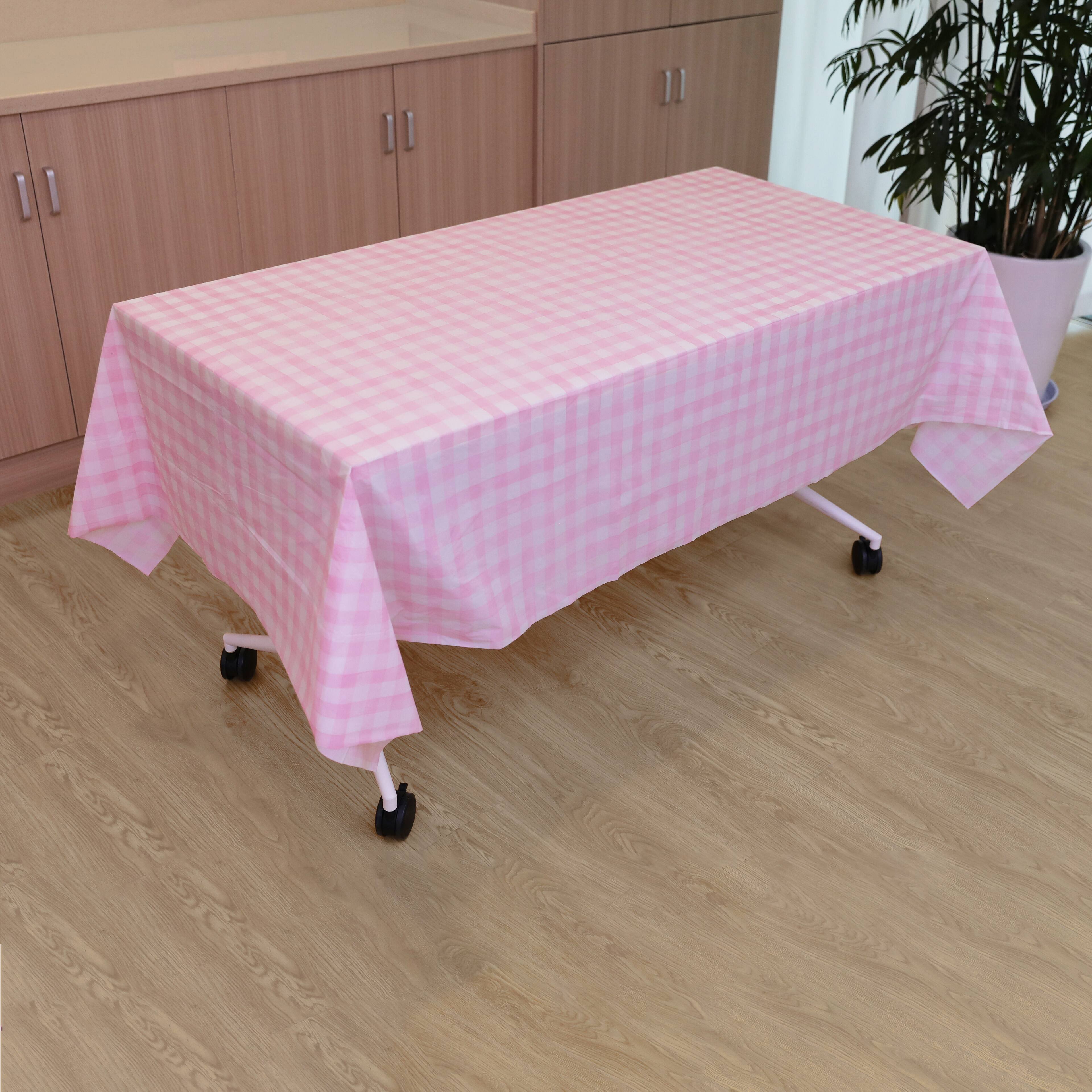24 Pack: 54" x 108" Pink Gingham Plastic Table Cover by Celebrate It™