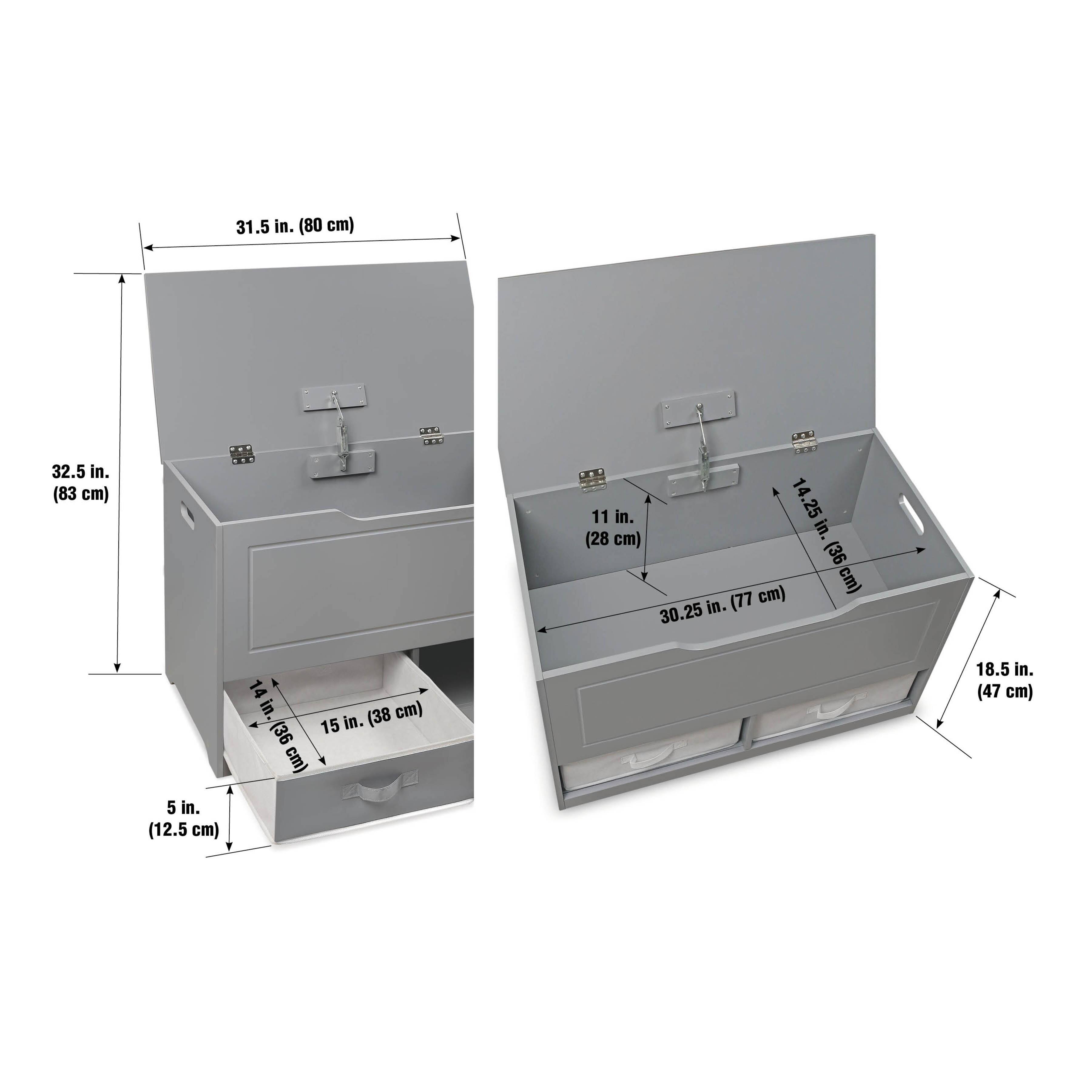 Badger Basket Gray Up & Down Toy & Storage Bench