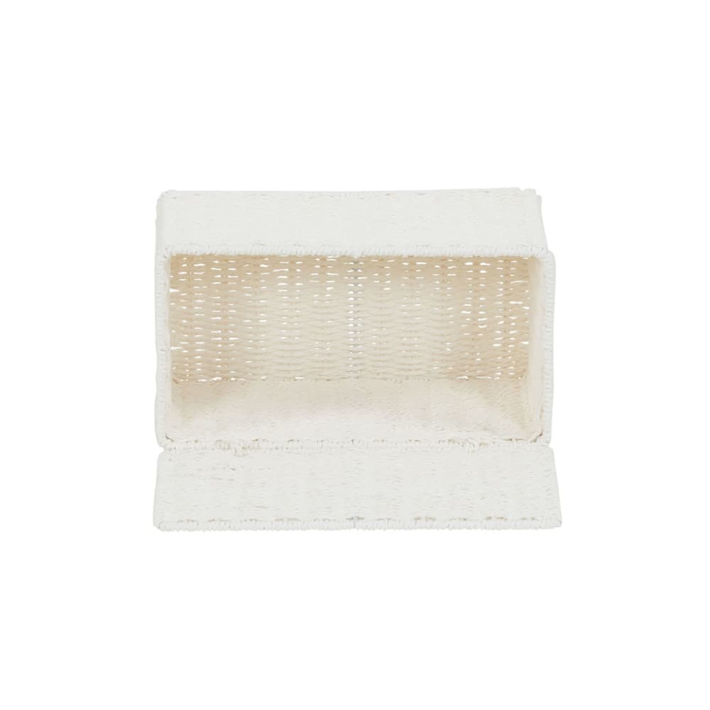 Household Essentials Small White Wicker Basket with Lid