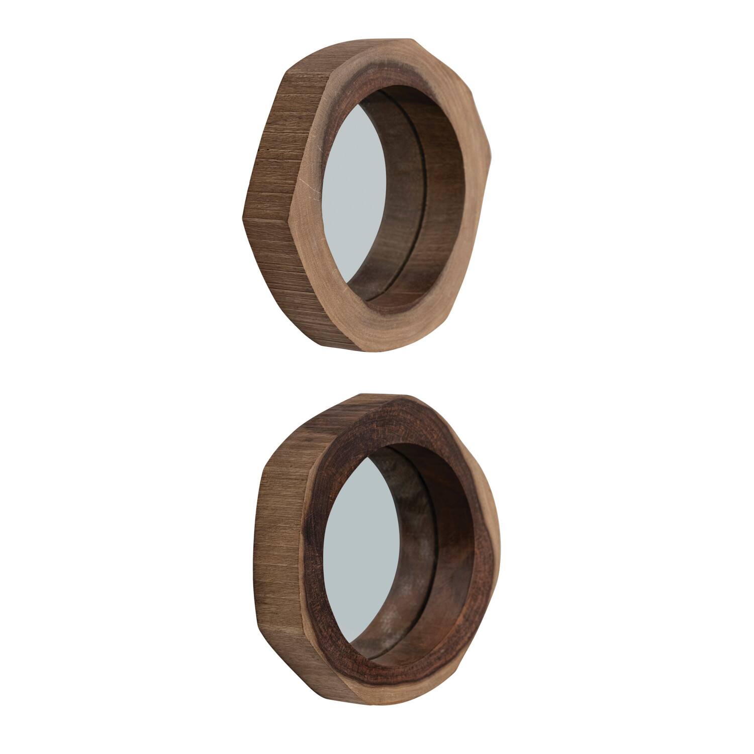Hello Honey® 7" Round Acadia Wood Framed Organic Shaped Mirrors, 2ct.