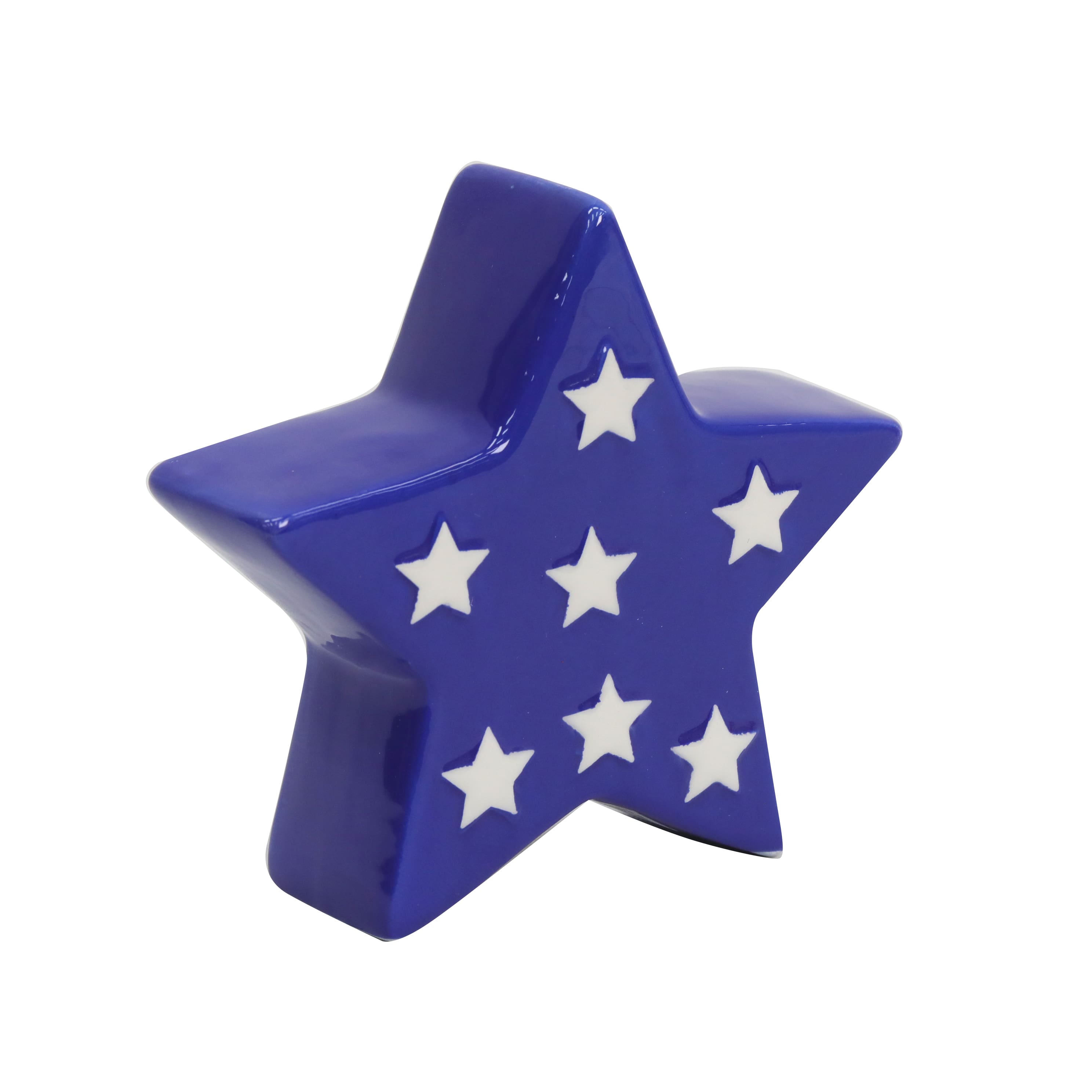 6&#x22; Blue &#x26; White Star Ceramic Tabletop D&#xE9;cor by Celebrate It&#x2122;