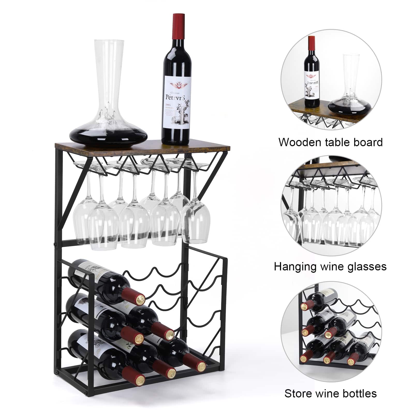 NEX™ 23.5" Brown Freestanding 12-Bottle Wine Rack