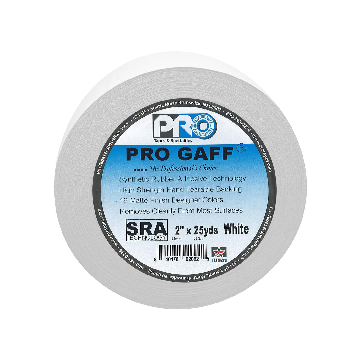 Pro Tape White Pro Gaff® Gaffers Tape, 2" x 25yd.