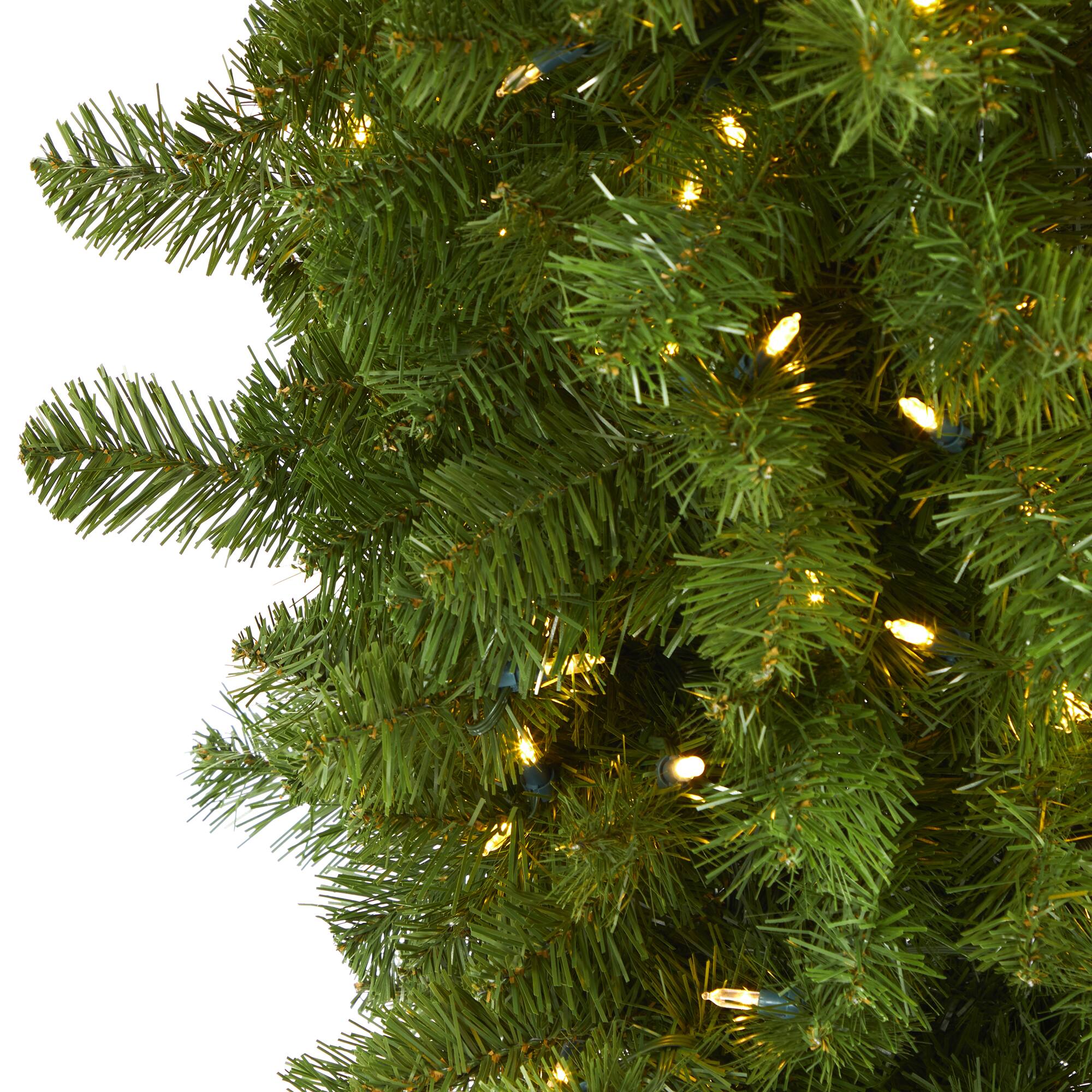 8ft. Pre-Lit Sun Valley Spruce Upside Down Artificial Christmas Tree, Warm White LED Lights
