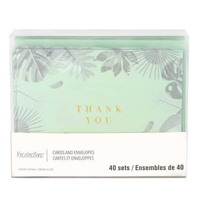 Mint Thank You Flat Cards & Envelopes by Recollections™, 4.25