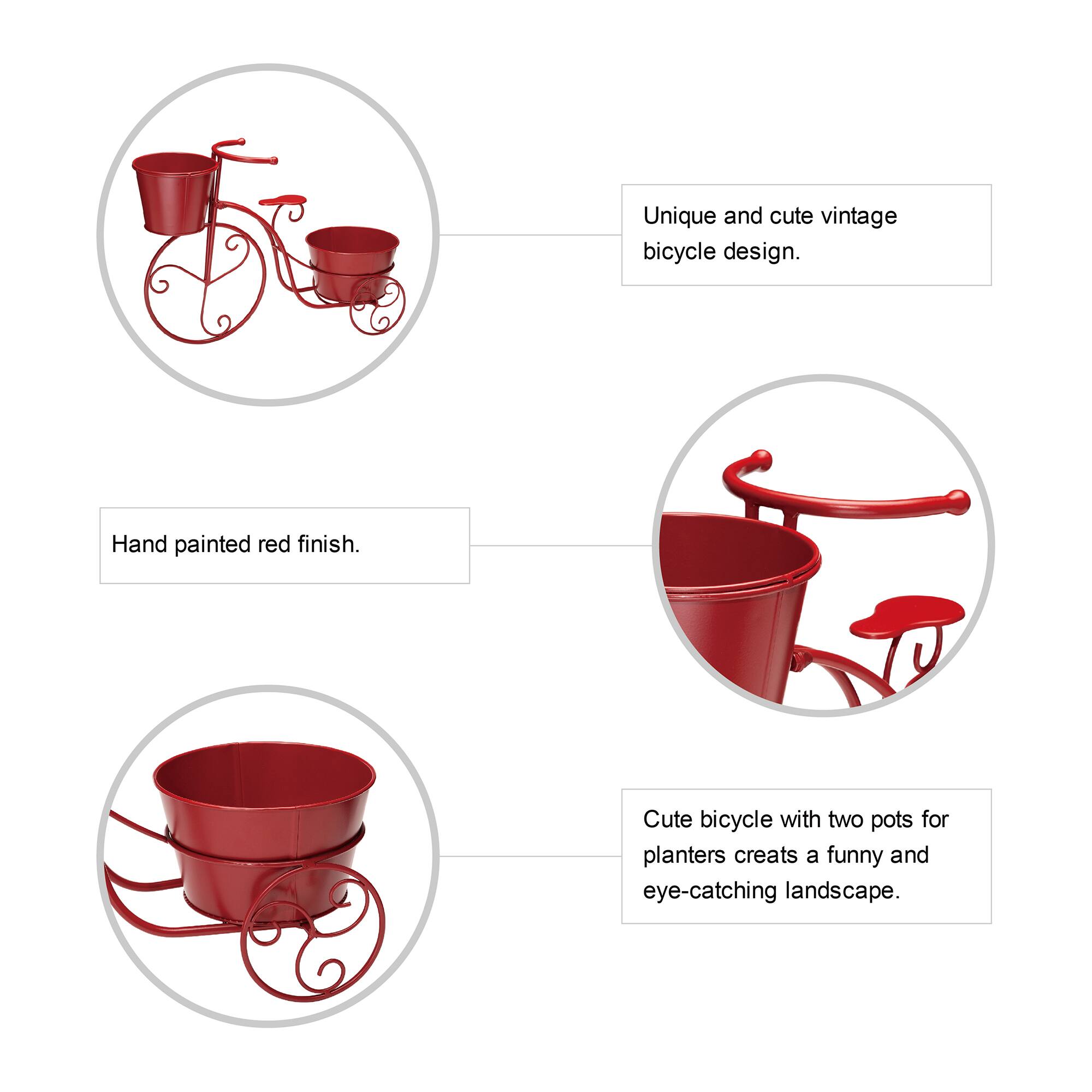 Glitzhome® 21.5'' Red Metal Bicycle Plant Stand