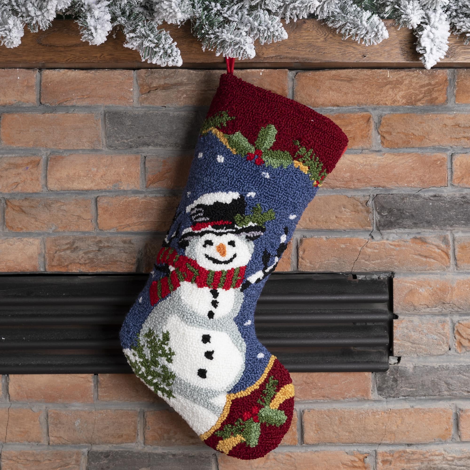 Glitzhome&#xAE; 19&#x22; Snowman Hooked Stocking