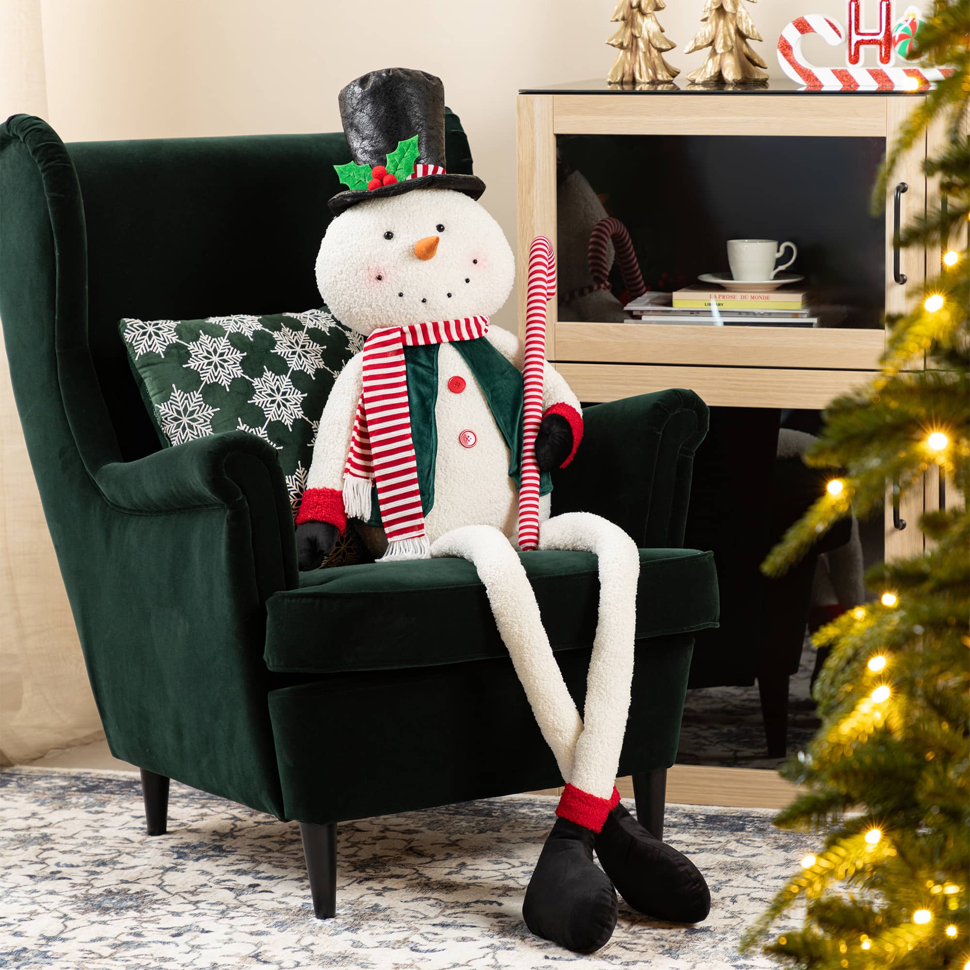 Glitzhome&#xAE; 60&#x22;H Christmas Oversized Fabric Snowman With Dangle Legs