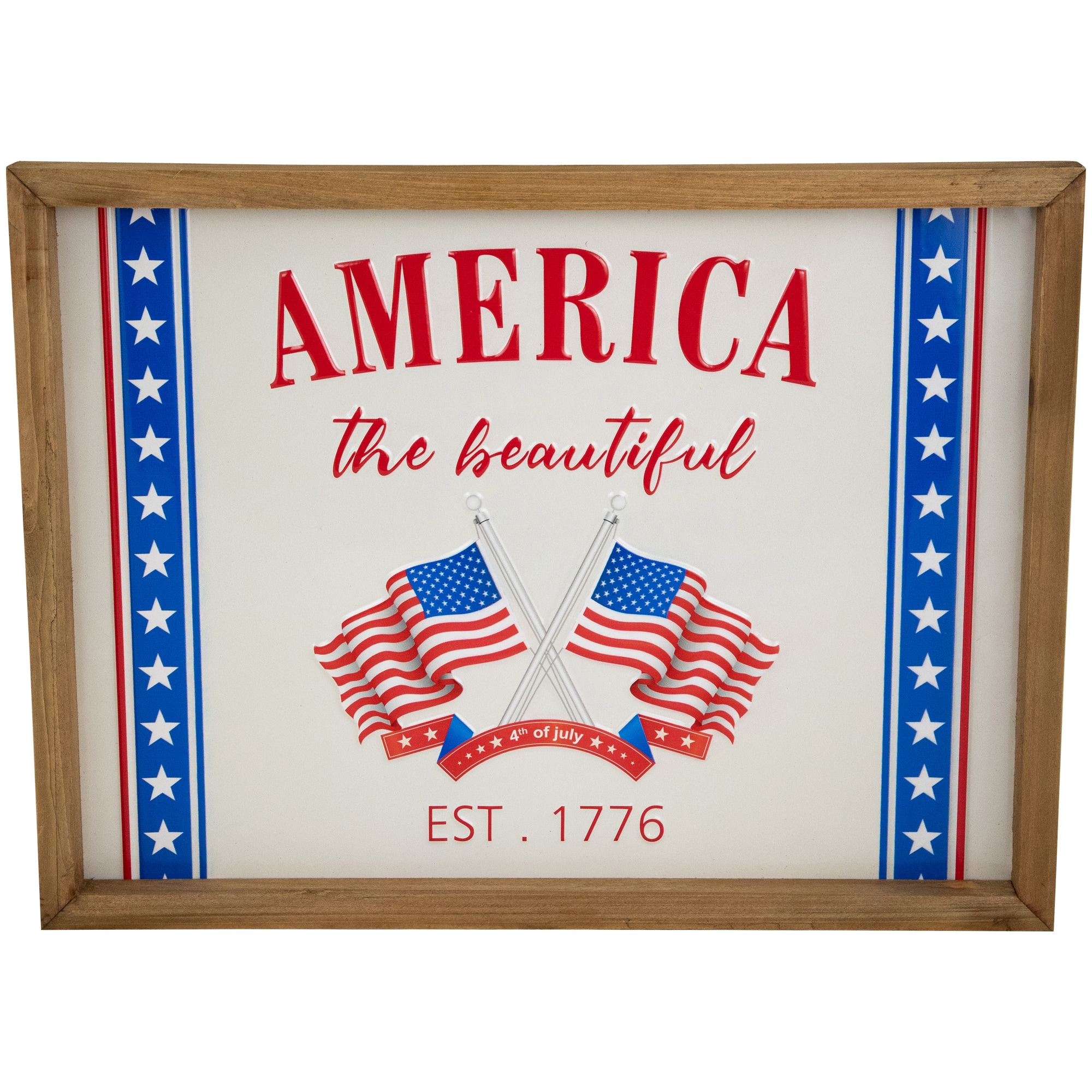 15.75&#x22; America the Beautiful Patriotic Framed Wall Sign