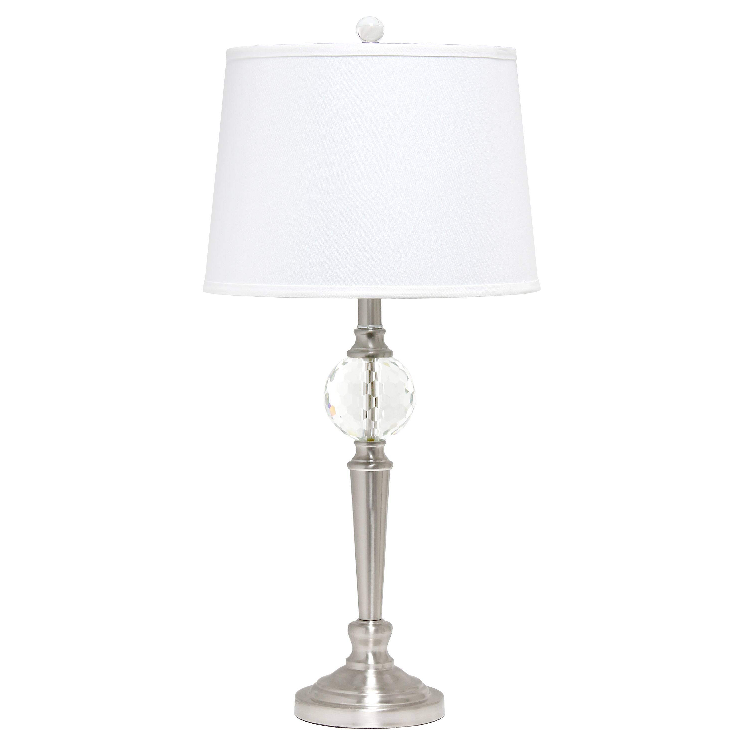 Lalia Home Brushed Nickel Crystal Drop Table and Floor Lamp Set
