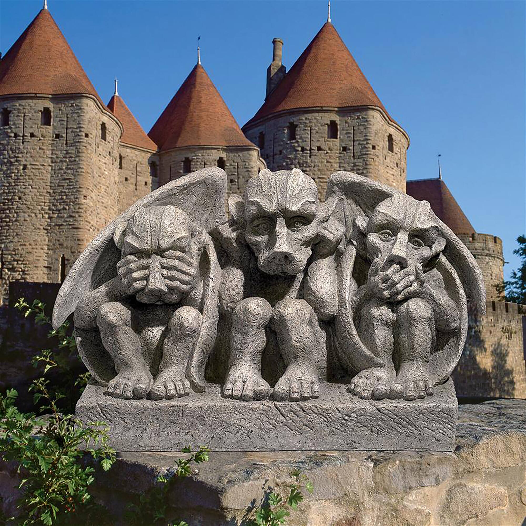 Design Toscano 12&#x22; See, Hear, Speak No Evil Gargoyle Trio Statue
