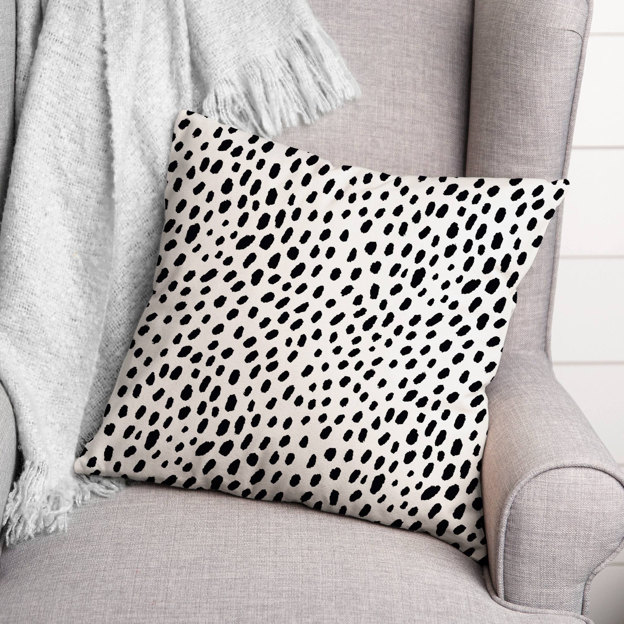Black and White Spots 18&#x22; x 18&#x22; Throw Pillow