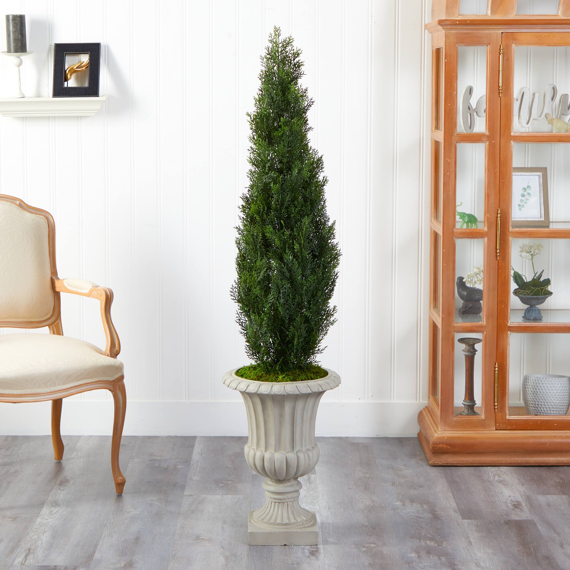 5ft. Cedar Tree in Sand Finished Urn
