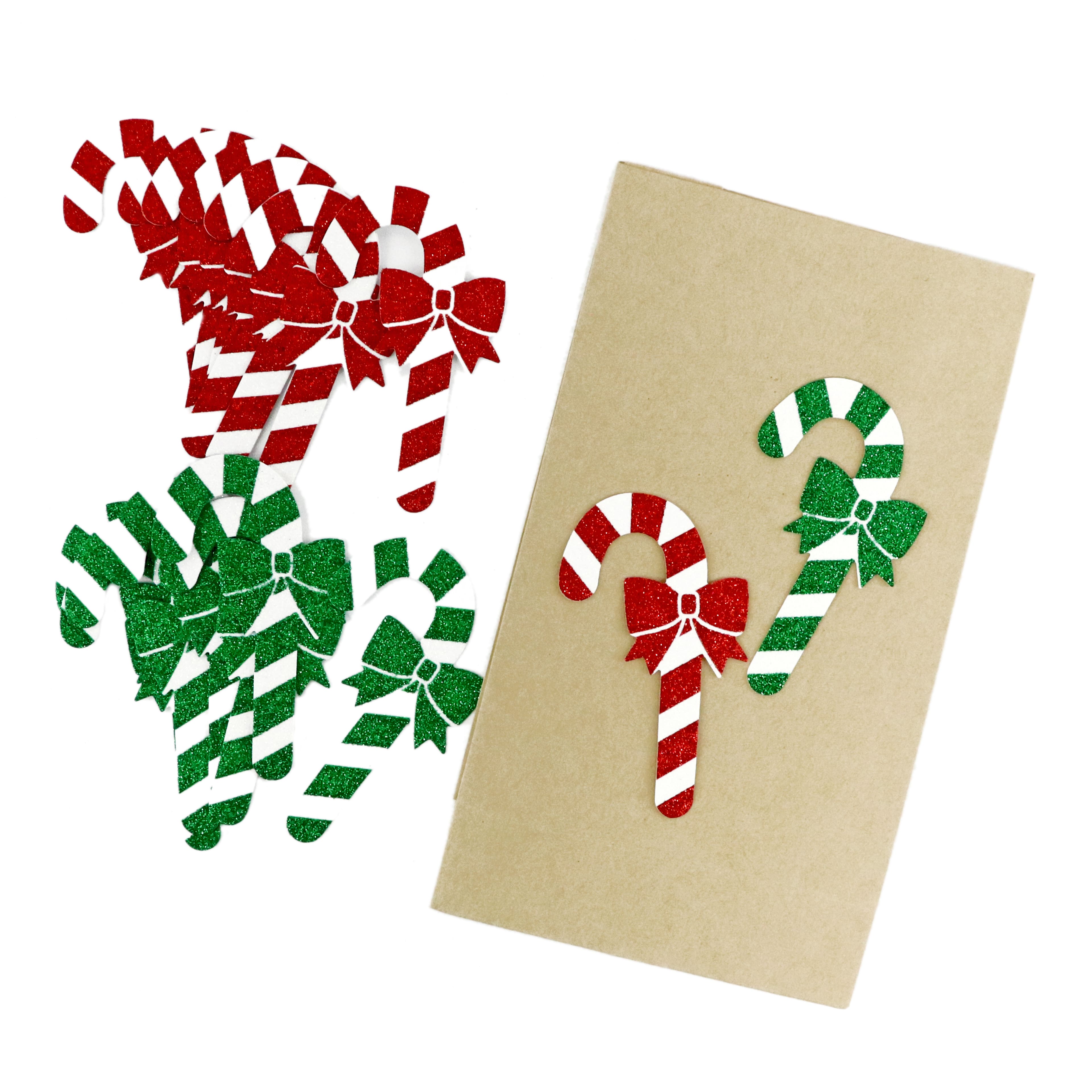 Red &#x26; Green Glitter Candy Cane Die Cut Stickers by Recollections&#x2122;