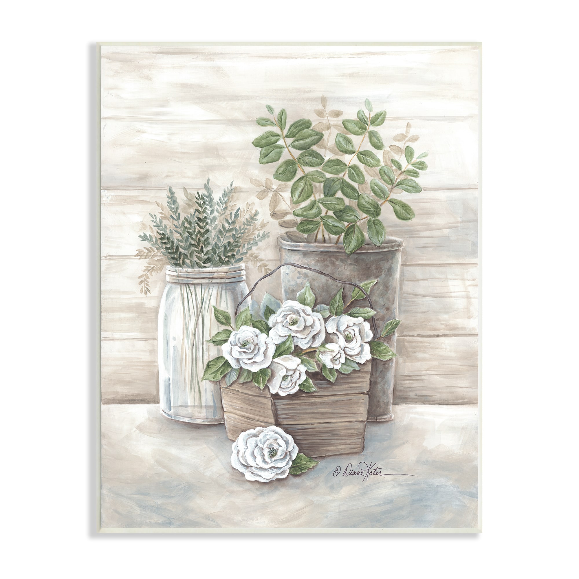 Stupell Industries Country Succulents Botanicals Rustic Jar Wall Plaque Art