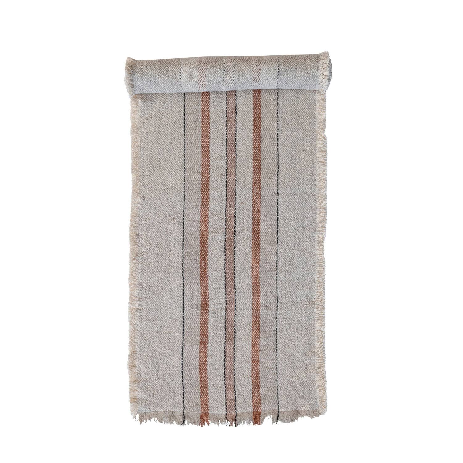 Hello Honey® 6ft. Striped Linen & Cotton Fringed Table Runner