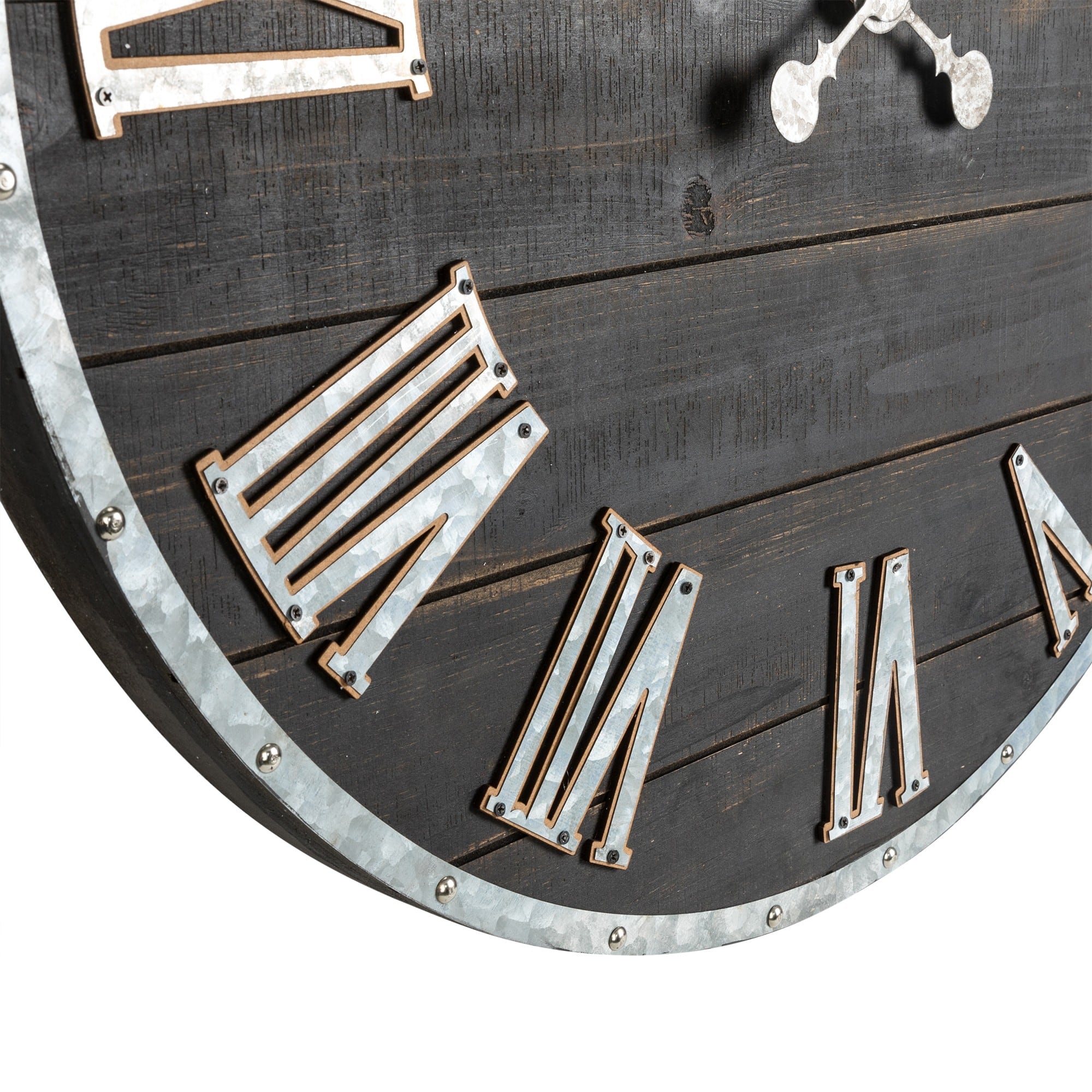 Glitzhome® 27.5" Oversized Farmhouse Wooden & Galvanized Wall Clock