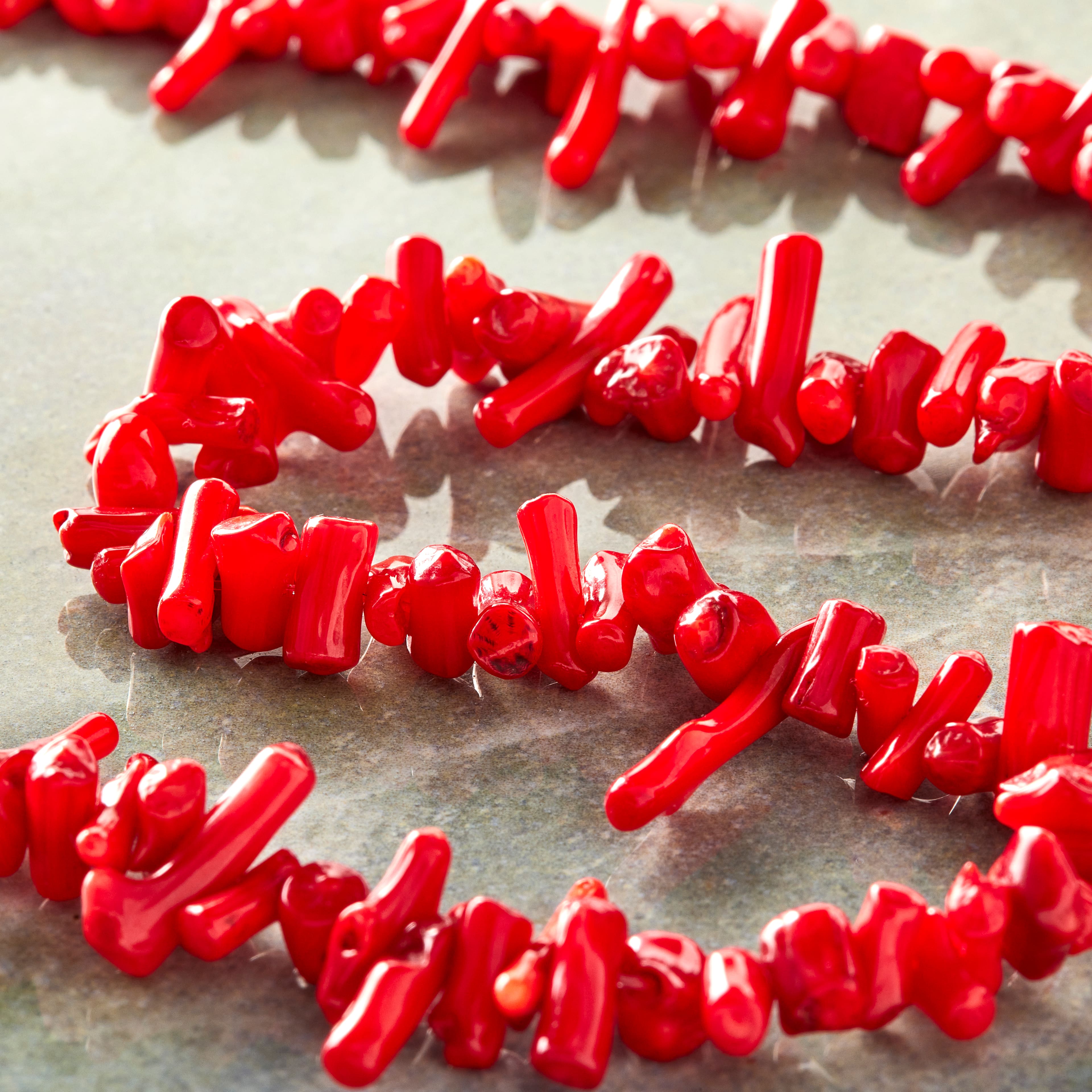 Red Coral Stick Beads