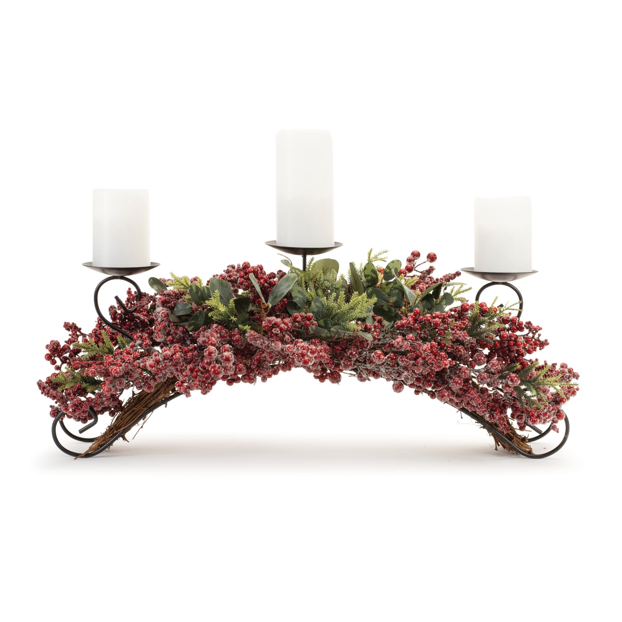 31" Pine & Berry Centerpiece Candle Holder