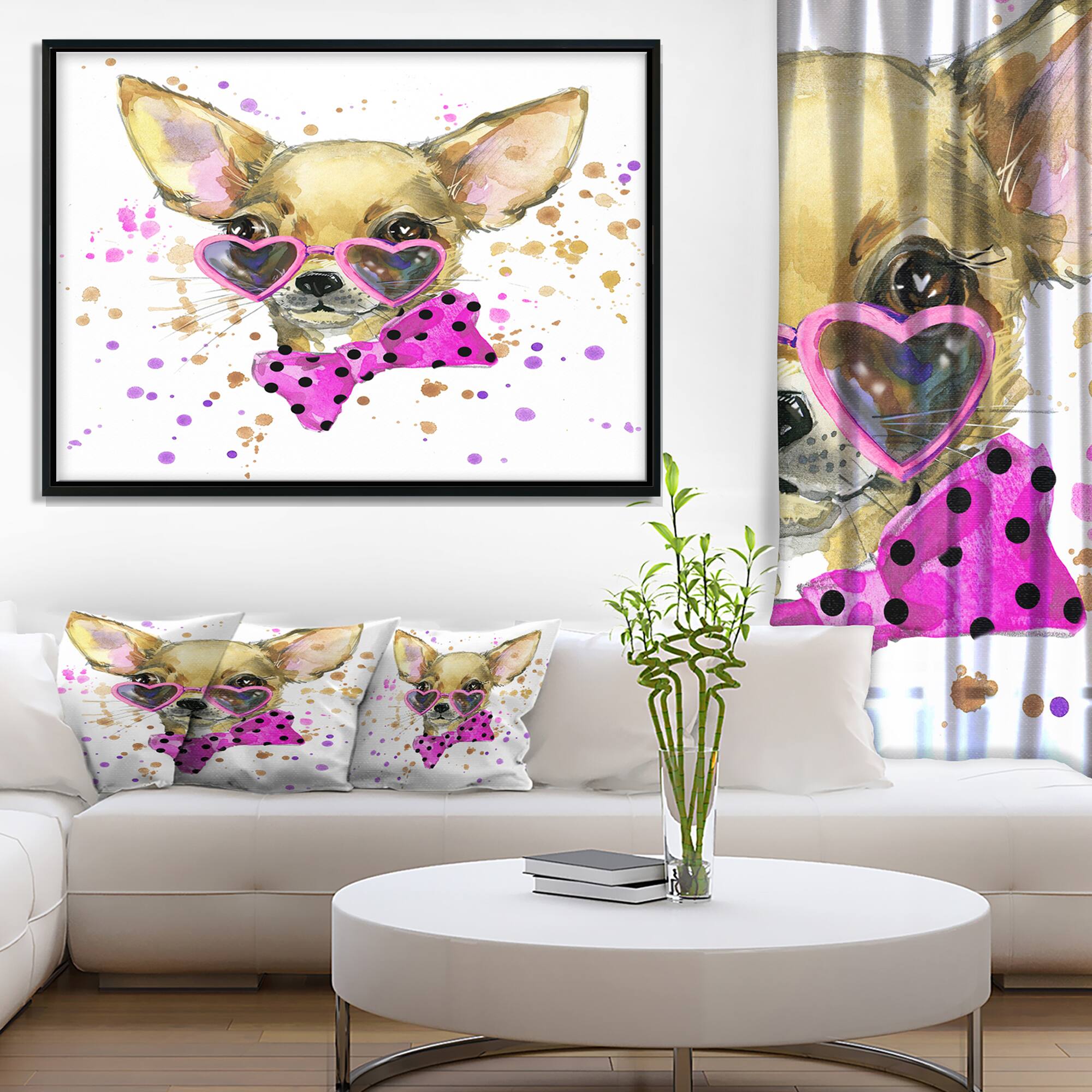 Designart - Puppy Dog in Watercolor - Animal Painting Canvas Art in Black Frame