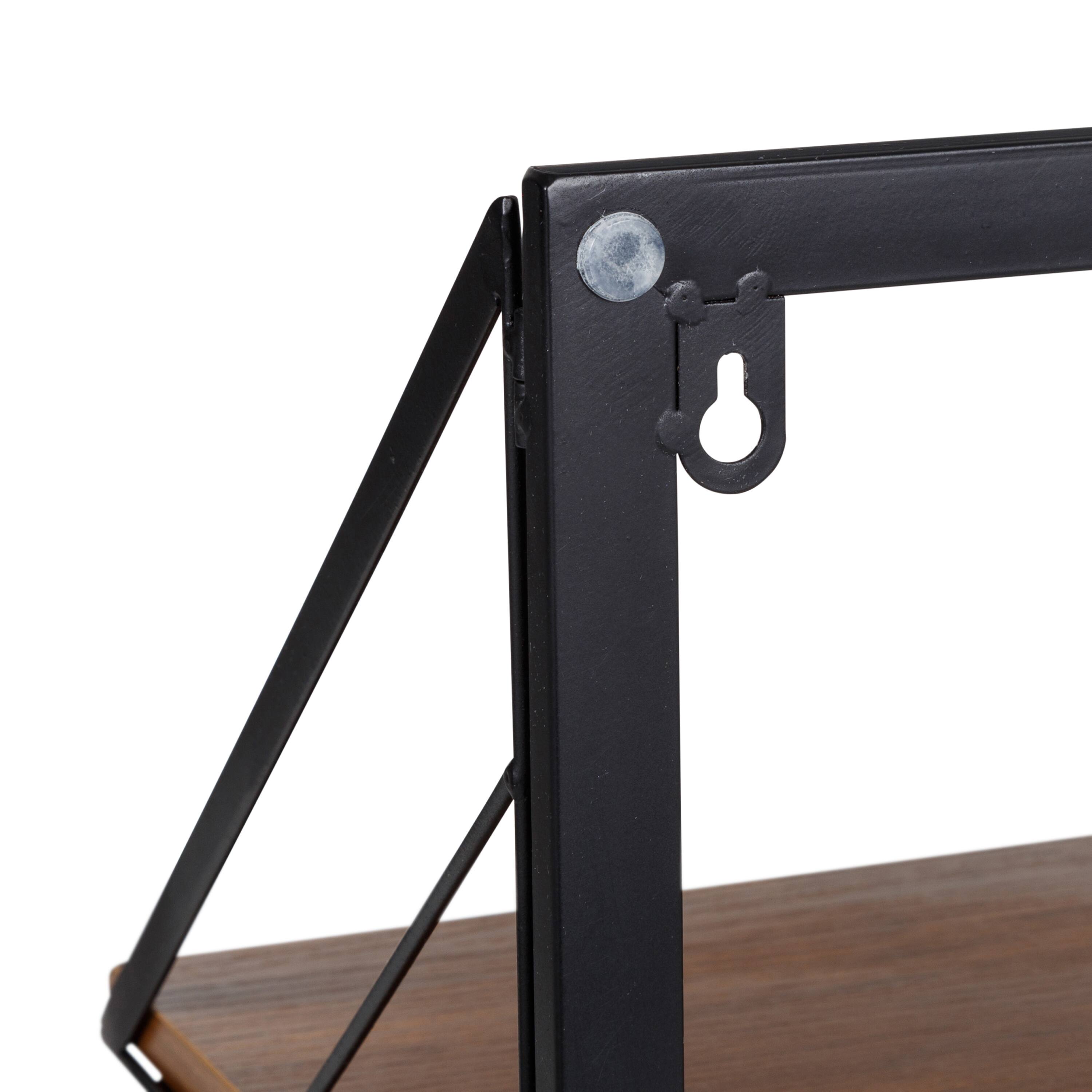 Honey Can Do Walnut Large Modern Farmhouse Floating Shelf with Metal Bracket