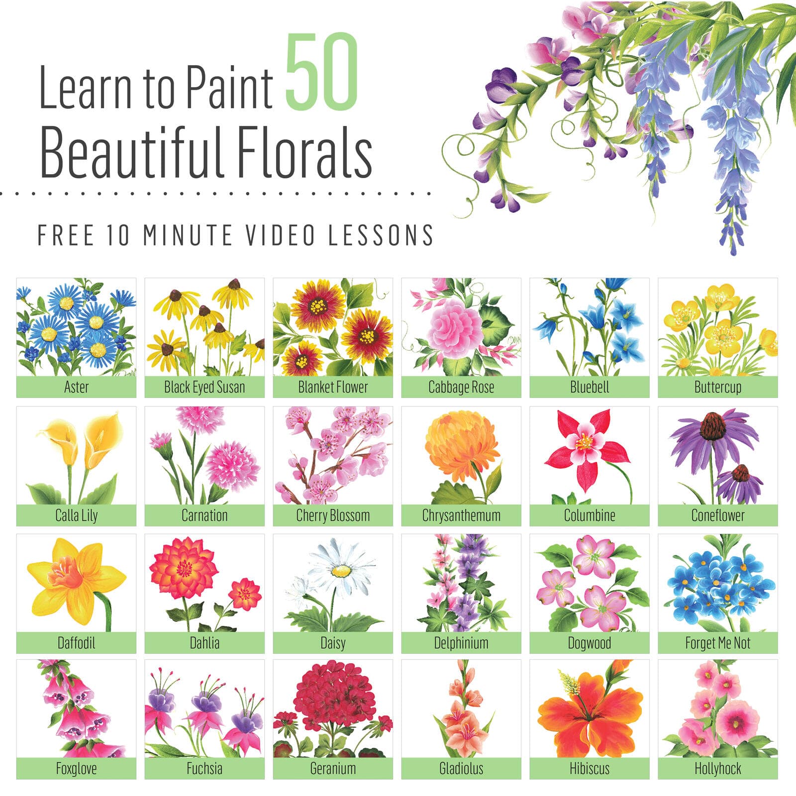 Let&#x27;s Paint with FolkArt&#xAE; One Stroke&#x2122; A-Z of Floral Painting Kit