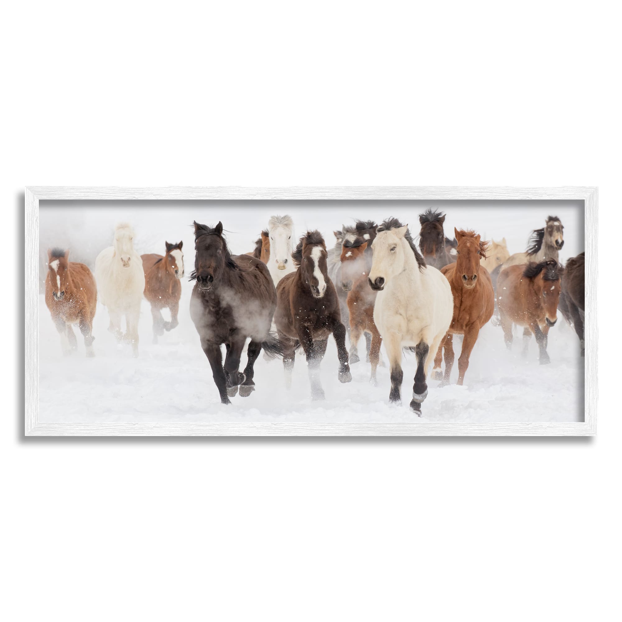 Stupell Industries Wild Horses Herd Foggy Winter Day Framed Giclee Art