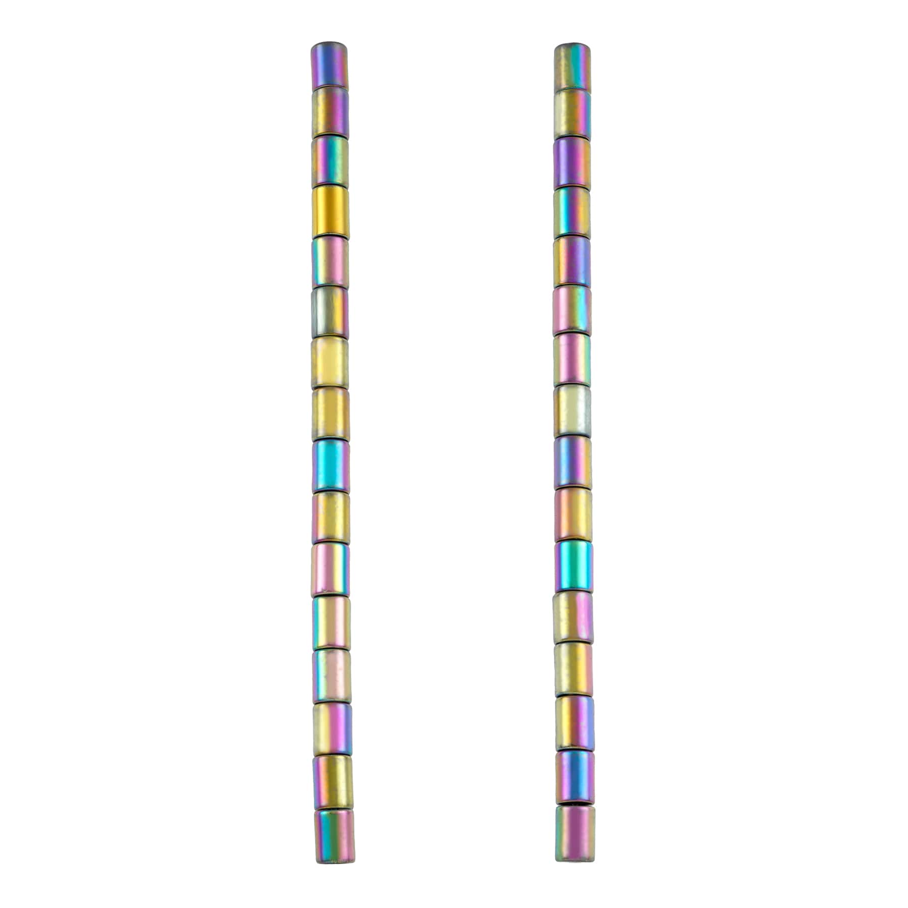 Rainbow Reconstituted Hematite Tube Beads