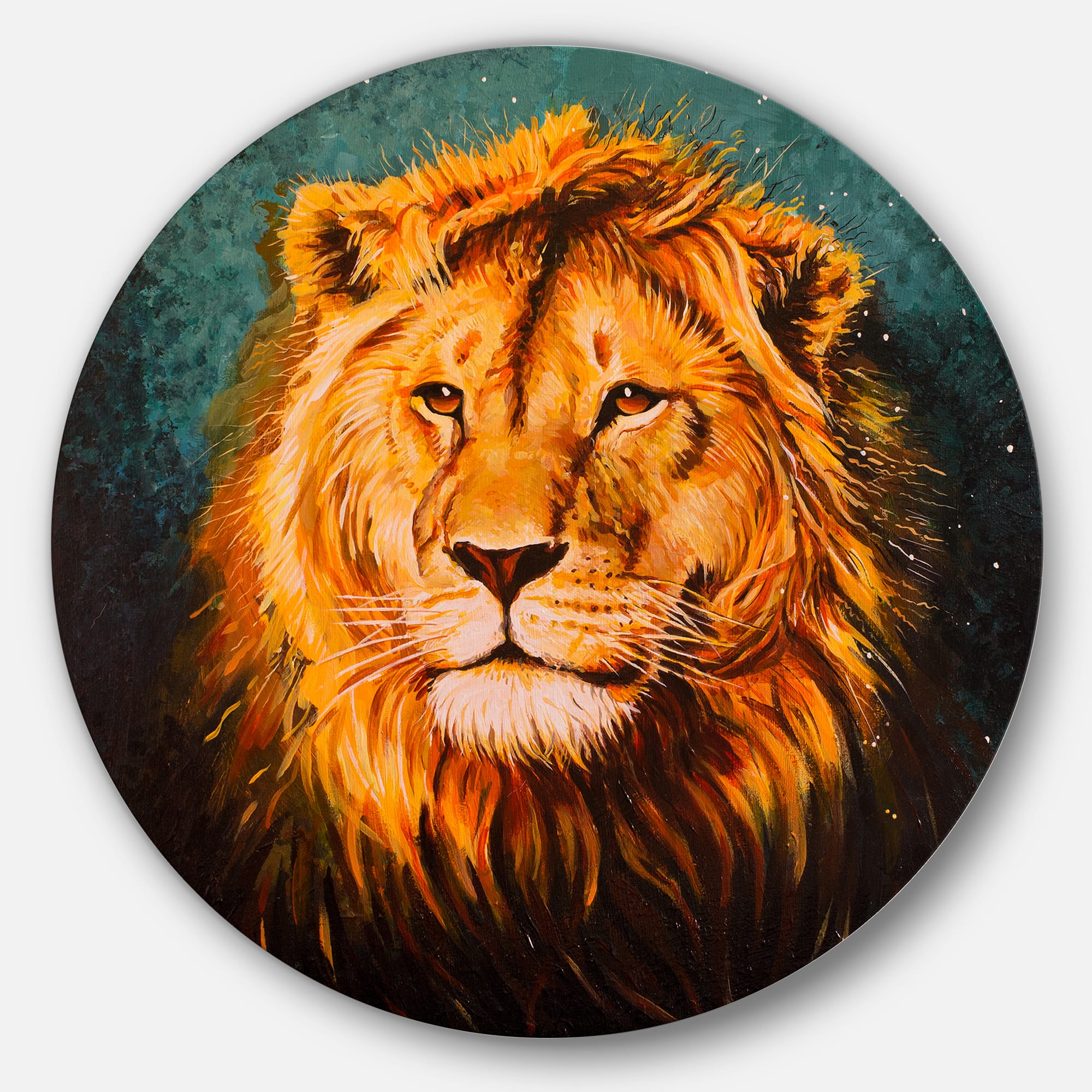 Designart - The Lion of Judah&#x27; Animal Circle Metal Wall Art