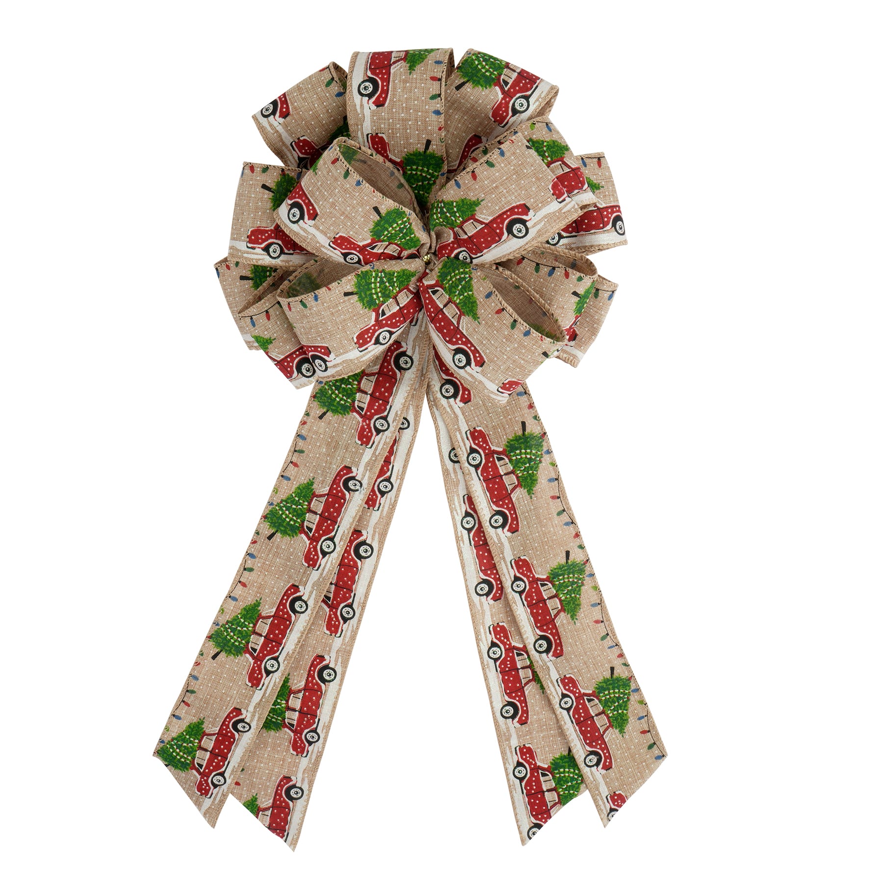 21&#x22; Faux Linen Christmas Car Tree Bow by Celebrate It&#xAE;